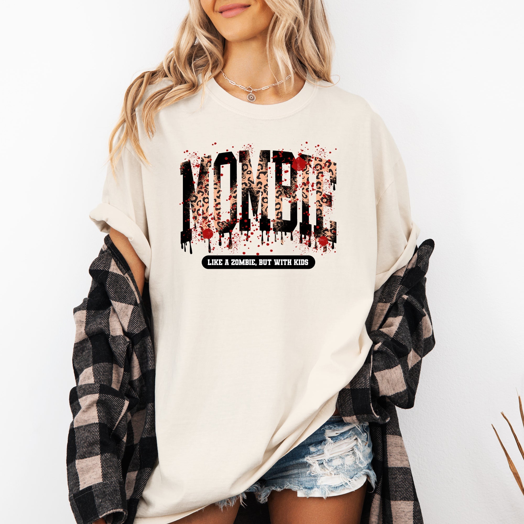 Mombie Like A Zombie But With Kids Halloween Witch Spooky Mom Life Comfort Colors Tee