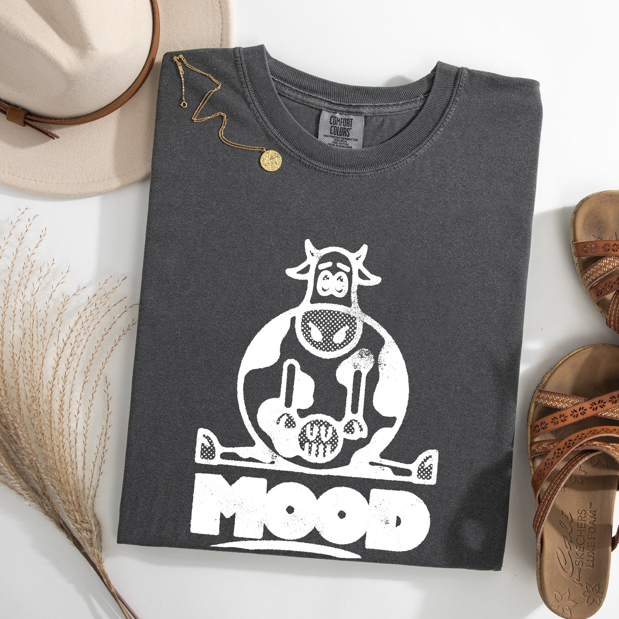 Moo'd Cow Moody Positive Mental Health Quote Encouraging Self Love And Kindness Comfort Colors Tee