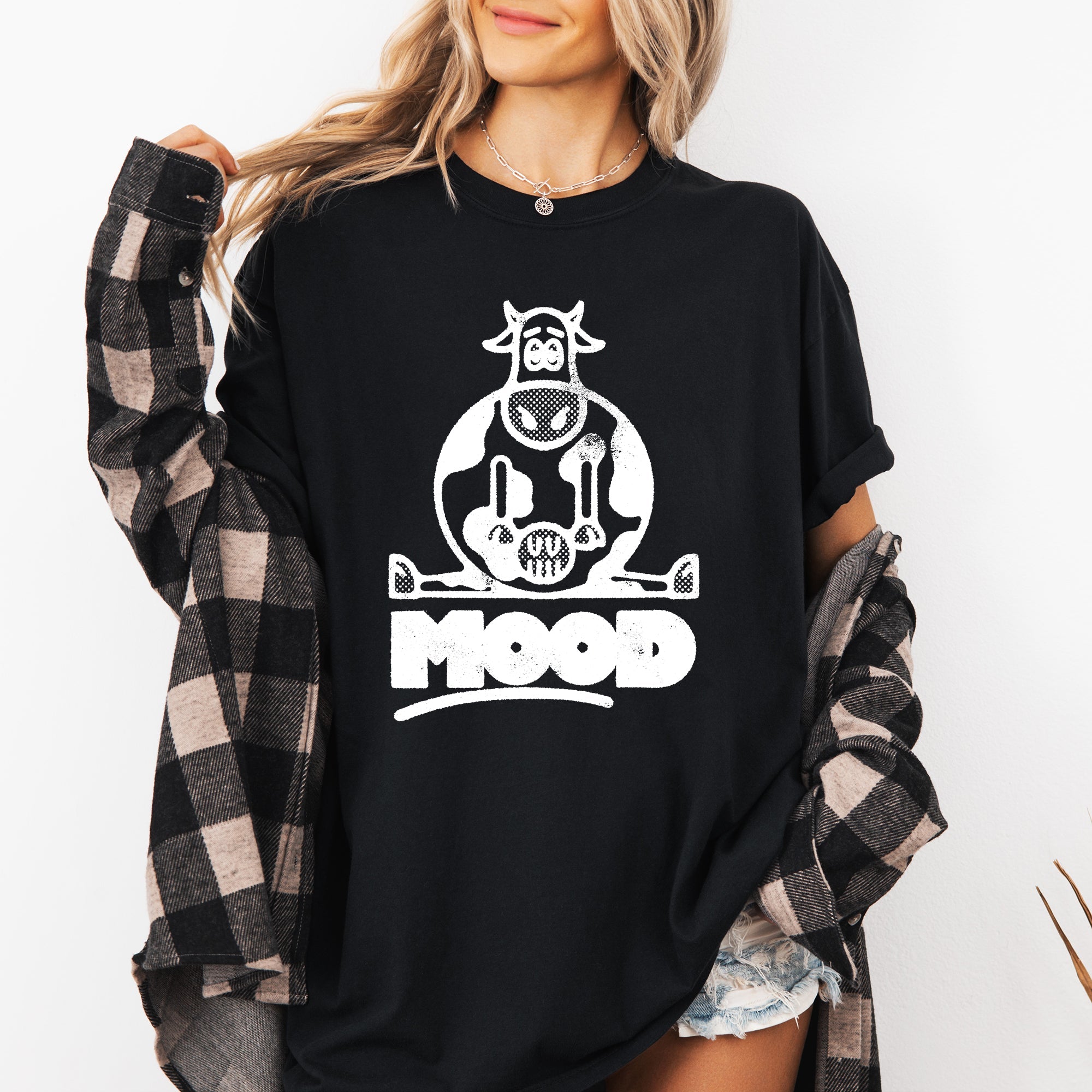 Moo'd Cow Moody Positive Mental Health Quote Encouraging Self Love And Kindness Comfort Colors Tee