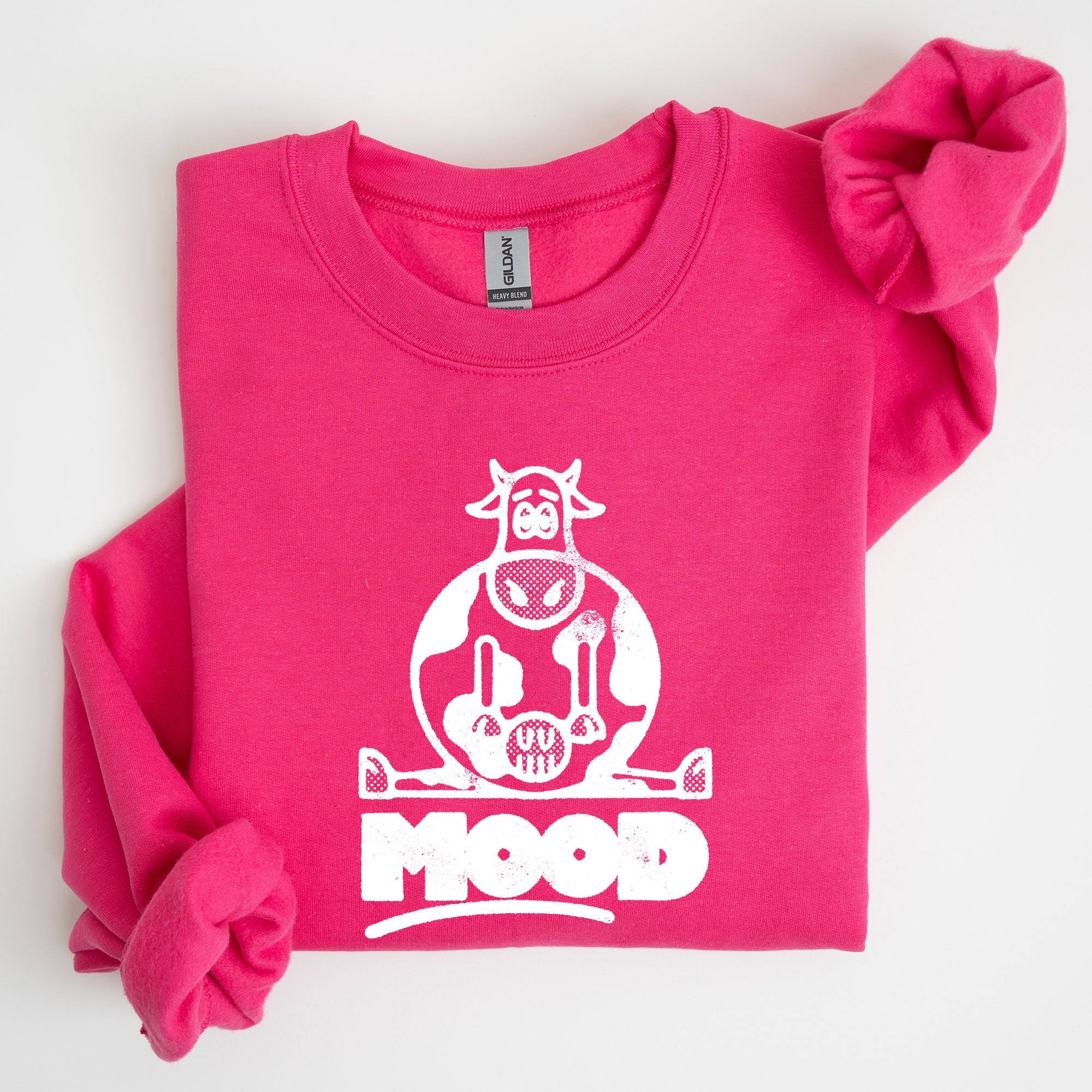 Moo'd Cow Funny Moody Mental Health Positivity Encouraging Humor Wellness Vibes For Positivity Seekers Sweatshirt
