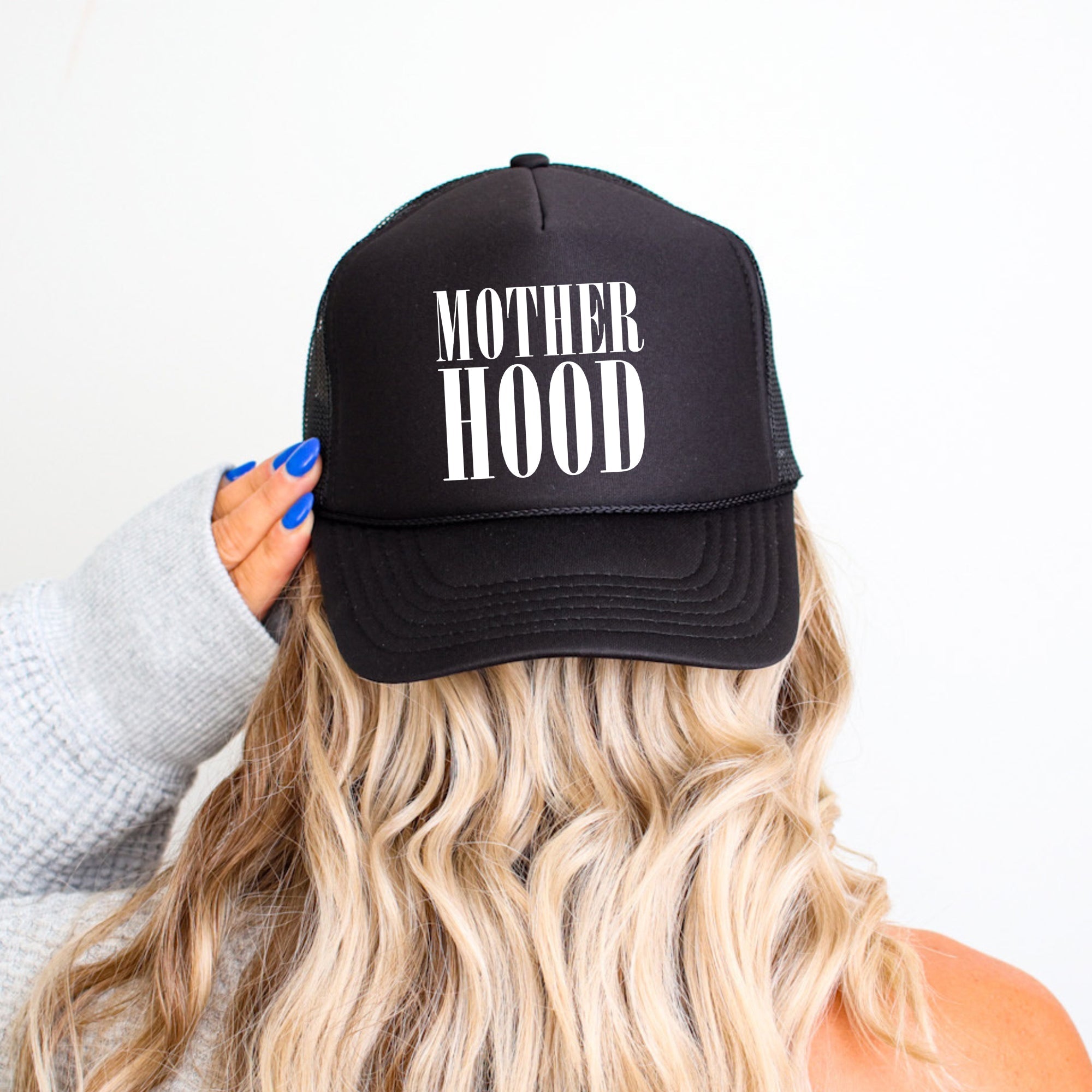 Mother Hood Sassy Funny Graphic Statement About Modern Motherhood Bold Humor Trucker Hat