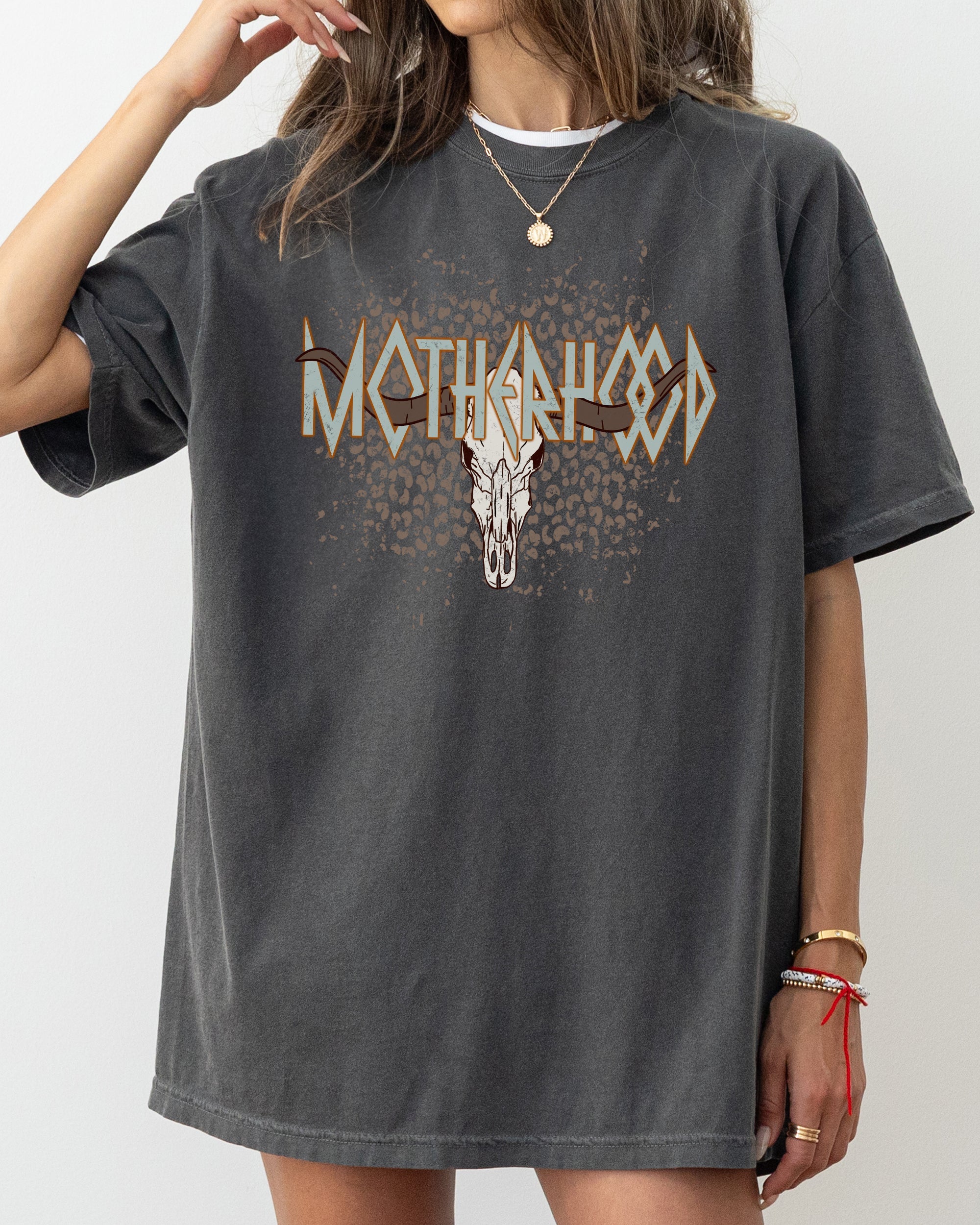 Motherhood Retro Rock Leopard Skull Western Country Bull Vintage Comfort Colors Tee
