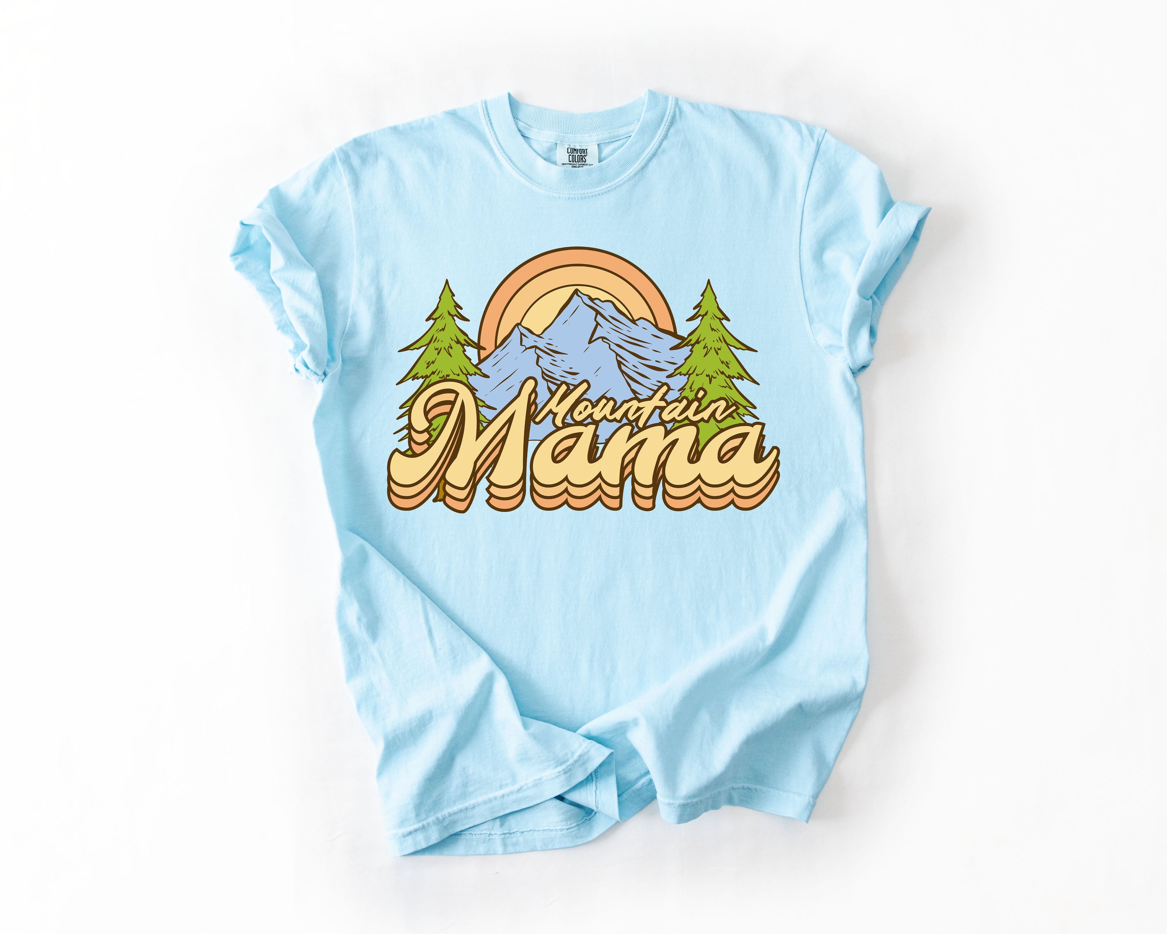 Mountain Mama Adventure Boat Lake Life Camping Outdoor Nature Travel Comfort Colors Tee