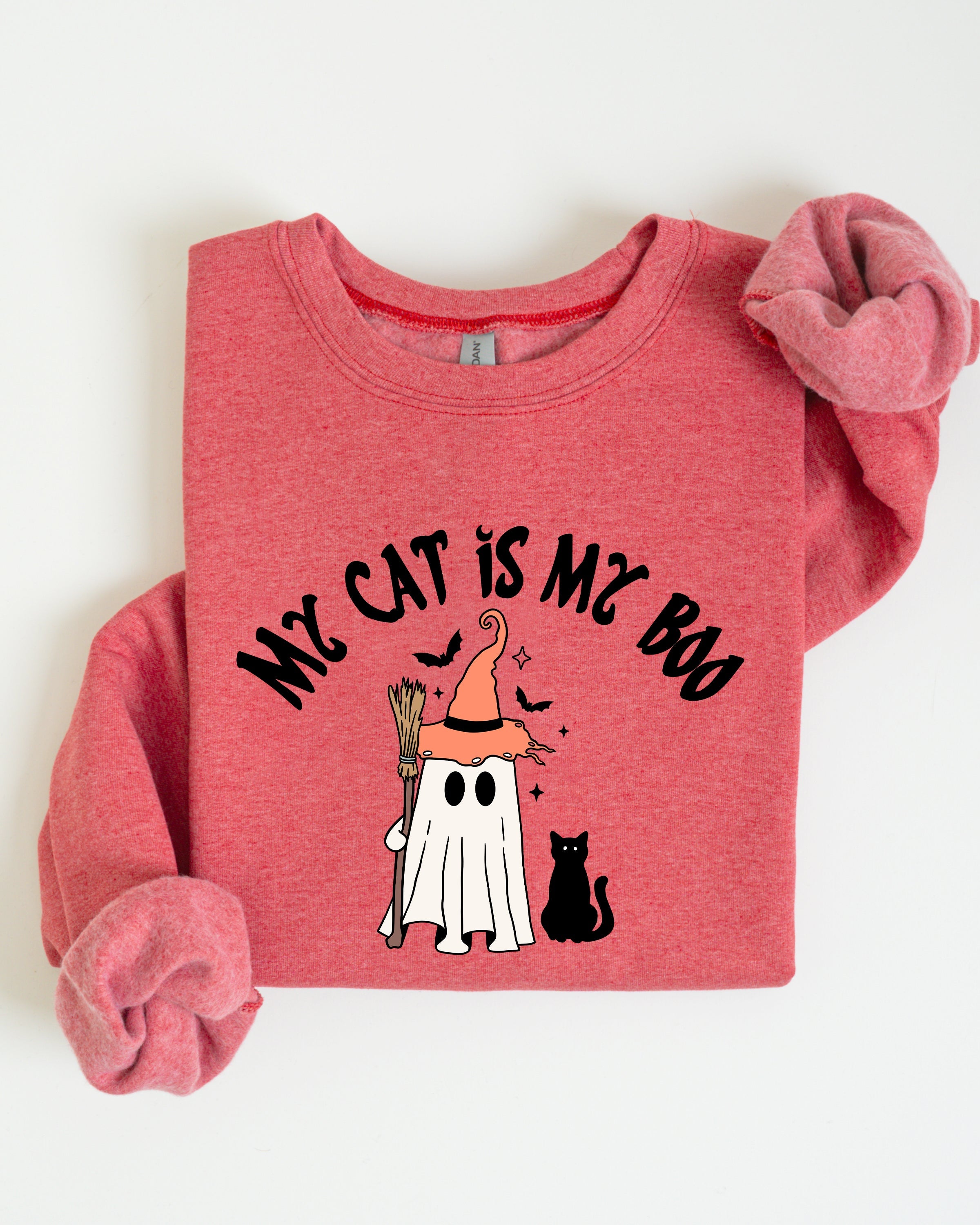 My Cat Is My Boo Halloween Ghost Witch Trick Or Treat Bats Graphic Cozy Sweatshirt