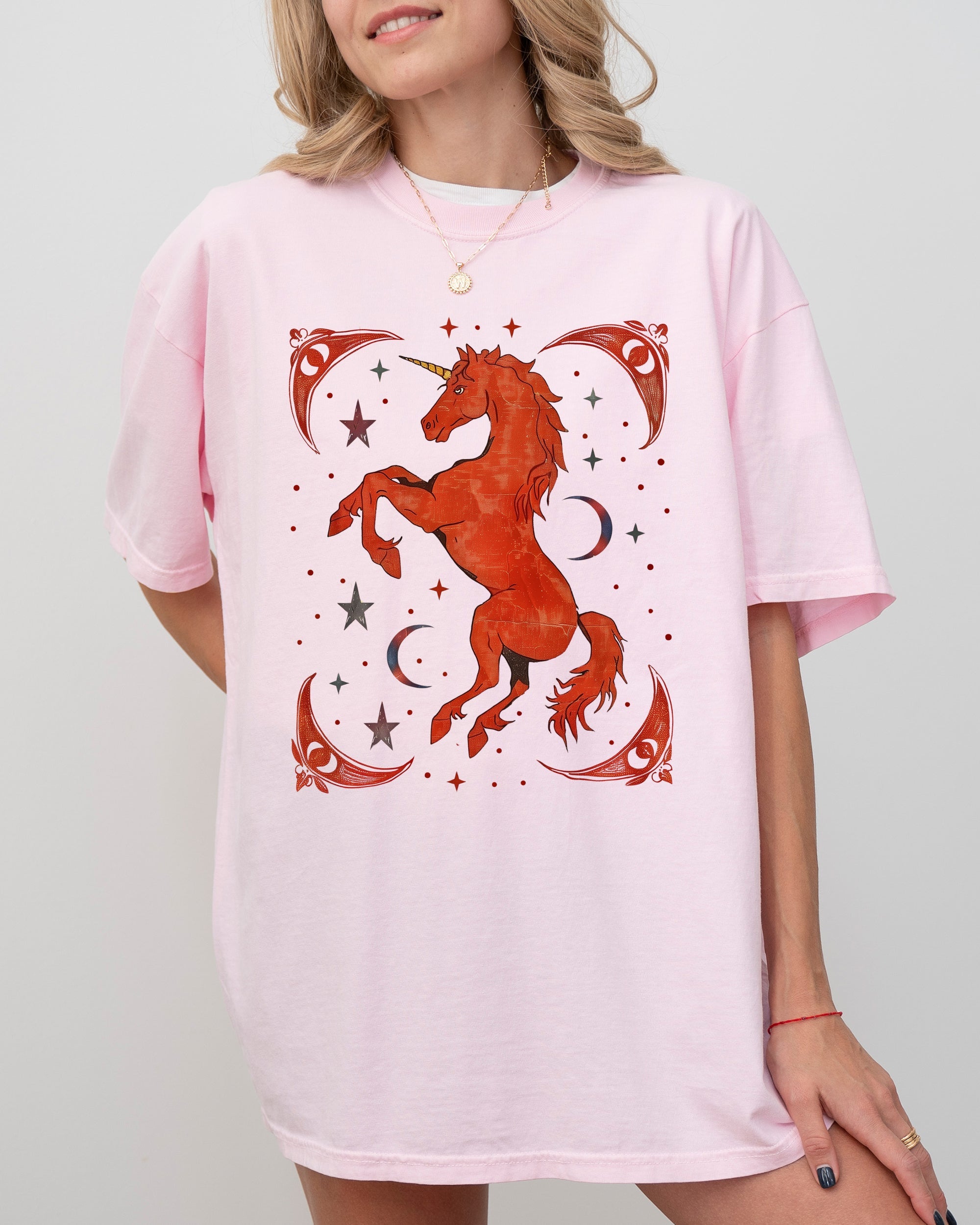 Mystical Unicorn Celestial Magical Stars Moon Dreamscape Aura Night Sky Comfort Colors Tee
