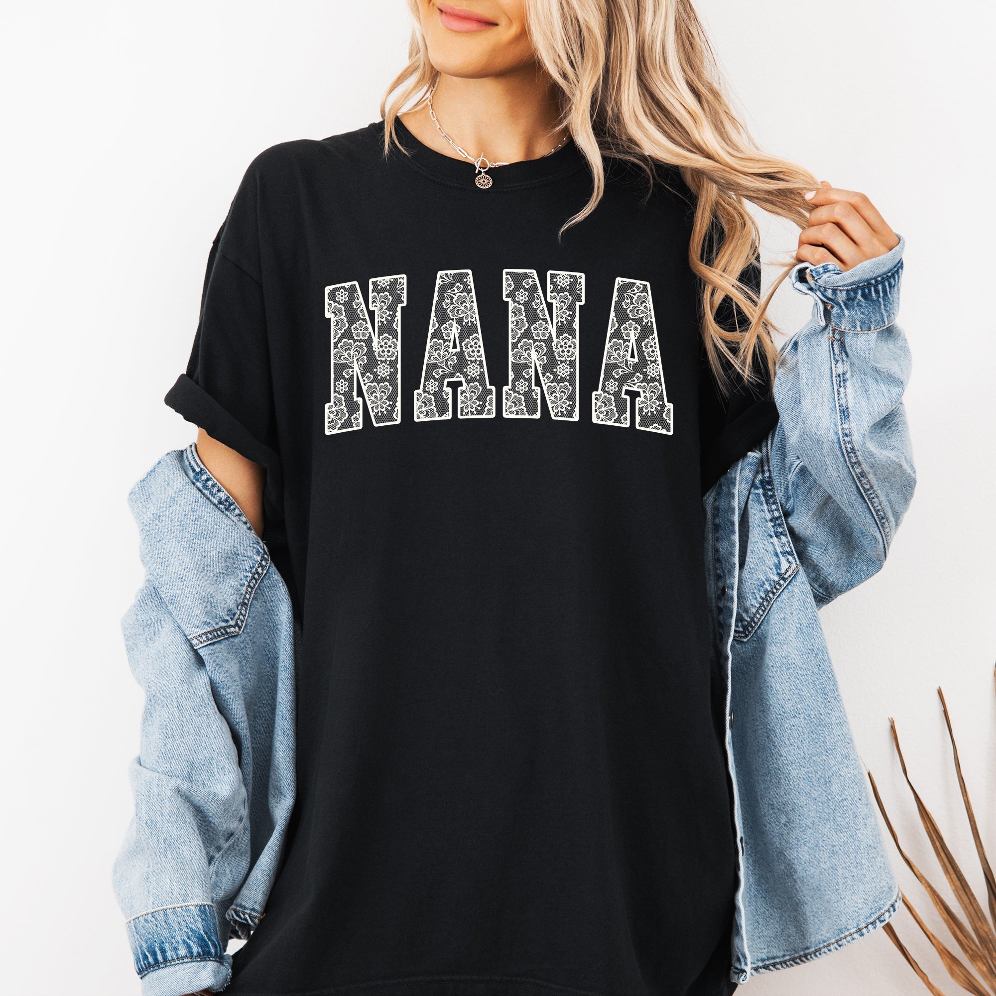 Nana, Faux Lace, Coquette, Varsity, Mother's Day T-Shirt Comfort Colors Tee Exclusive Limited Edition