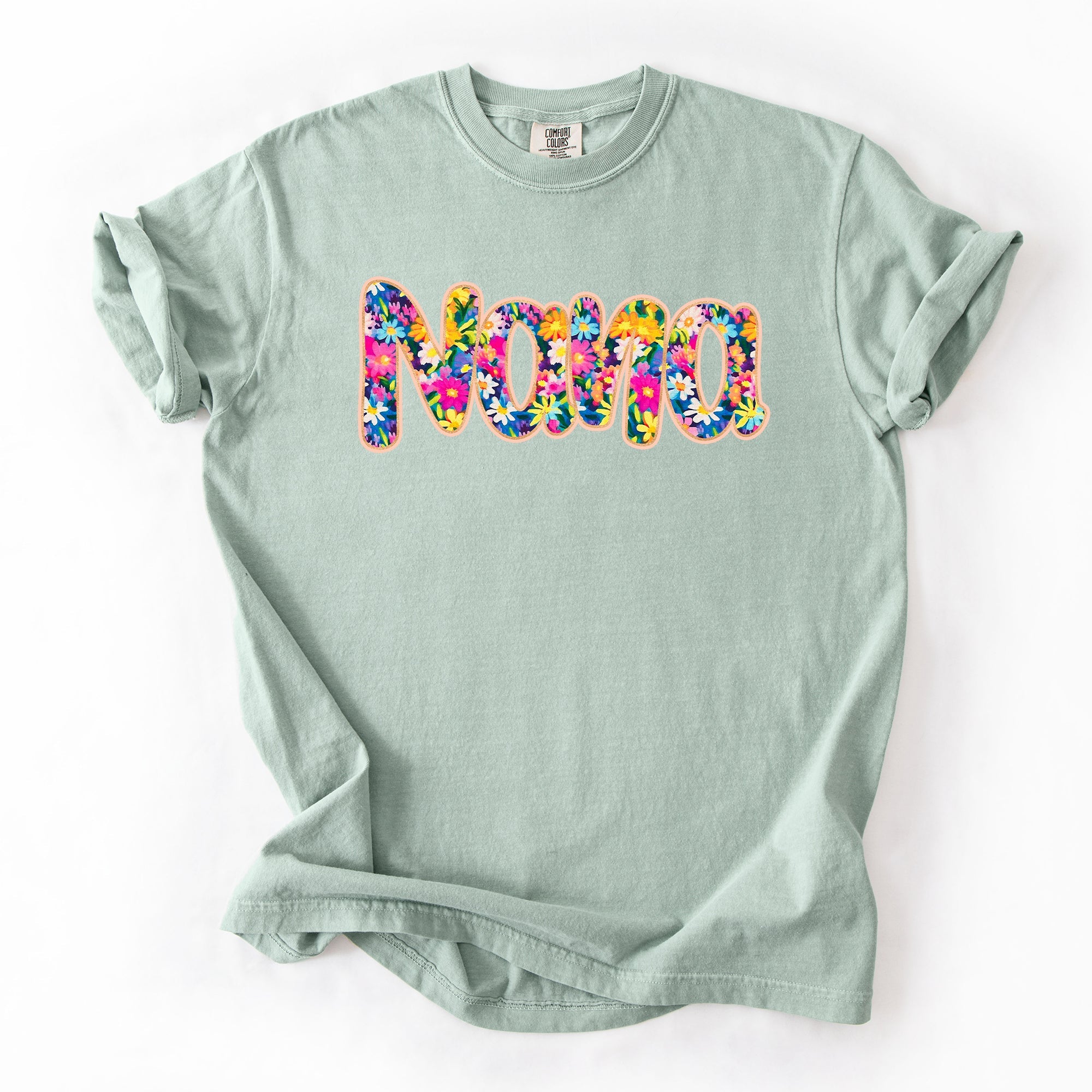 Nana Floral Bright Pastel Garden Bouquet With Radiant Vibrant Blooms Comfort Colors Tee