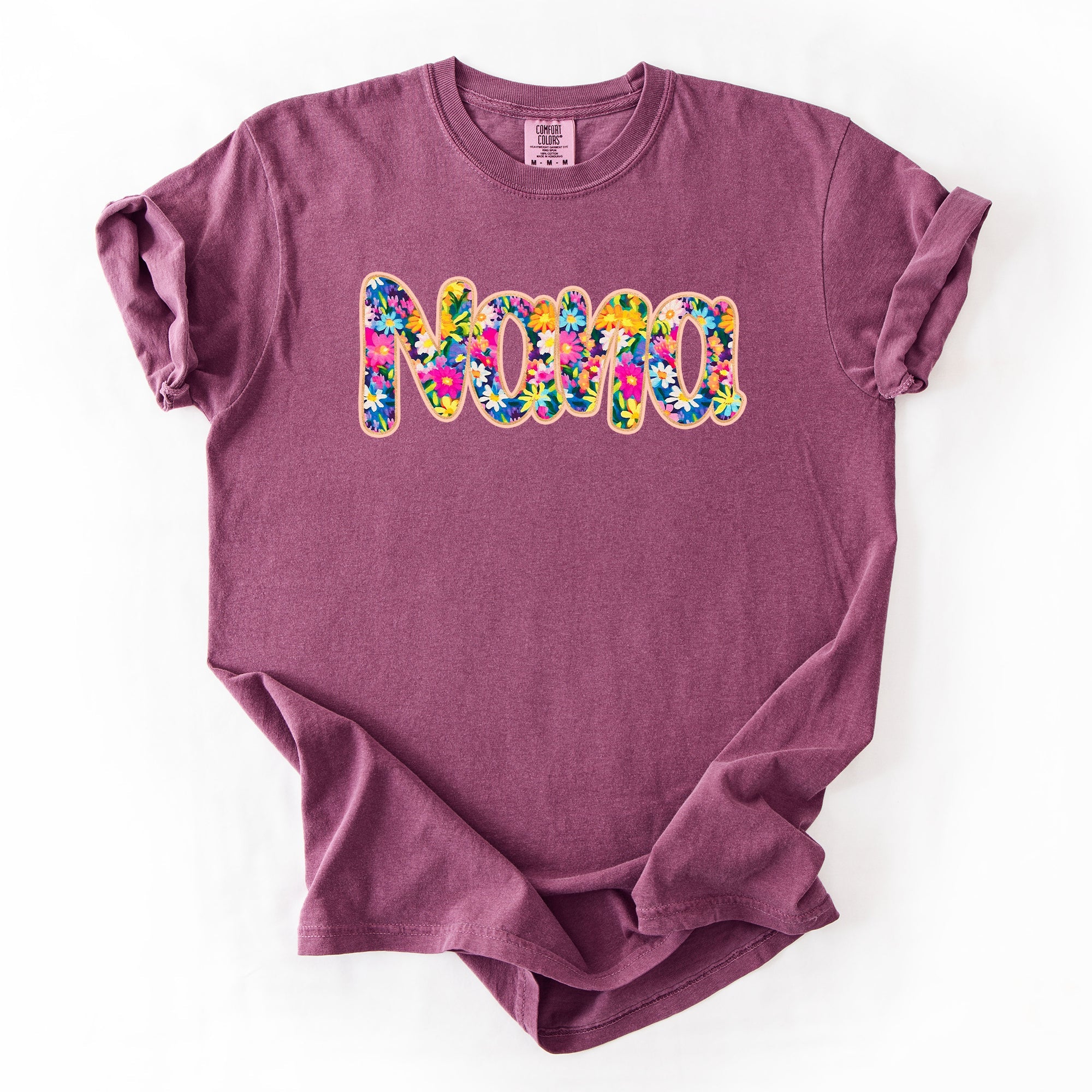 Nana Floral Bright Pastel Garden Bouquet With Radiant Vibrant Blooms Comfort Colors Tee