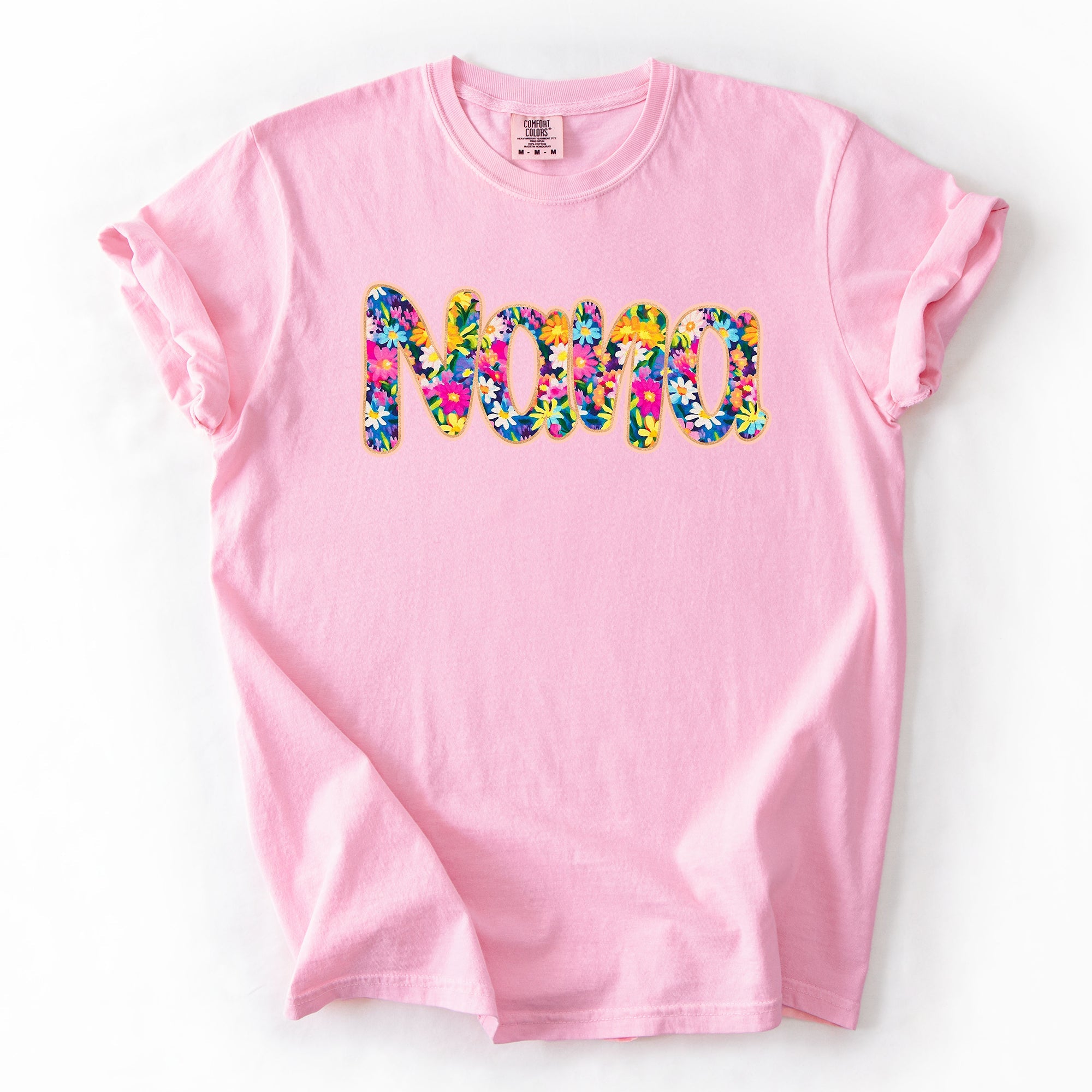 Nana Floral Bright Pastel Garden Bouquet With Radiant Vibrant Blooms Comfort Colors Tee