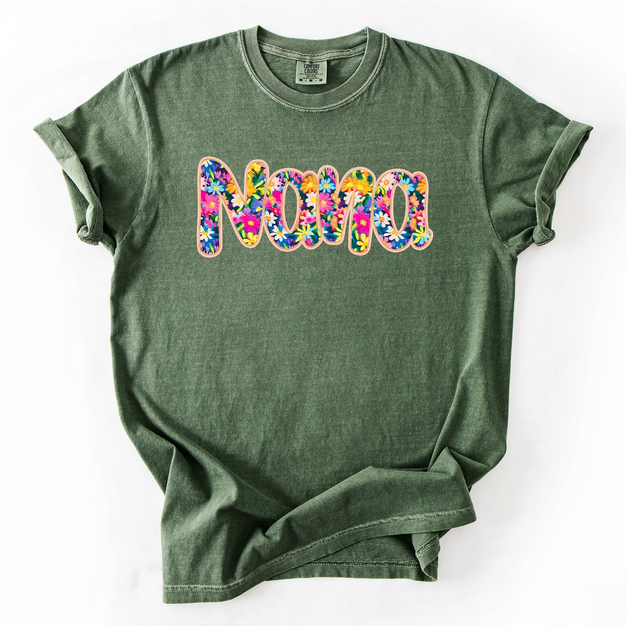 Nana Floral Bright Pastel Garden Bouquet With Radiant Vibrant Blooms Comfort Colors Tee