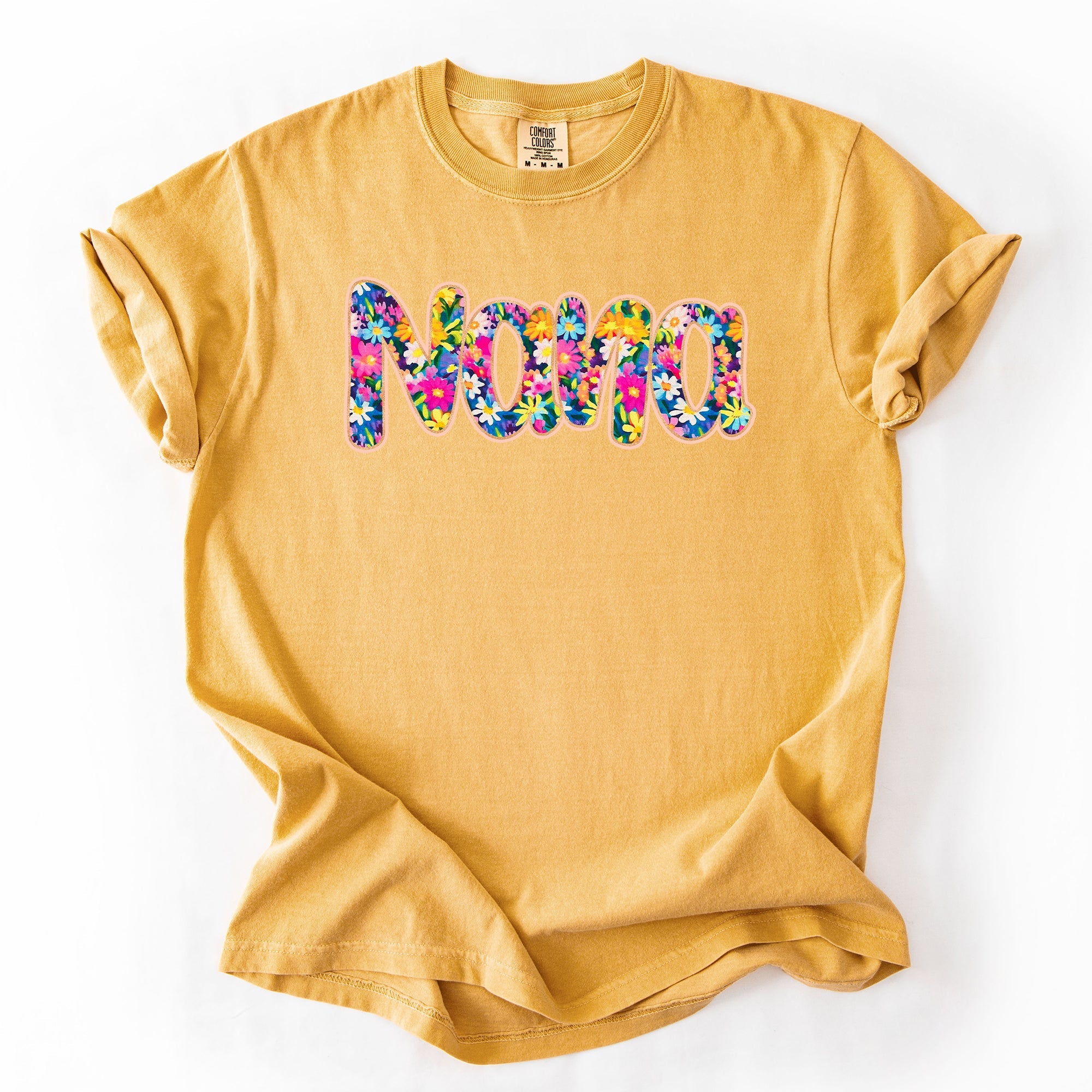Nana Floral Bright Pastel Garden Bouquet With Radiant Vibrant Blooms Comfort Colors Tee