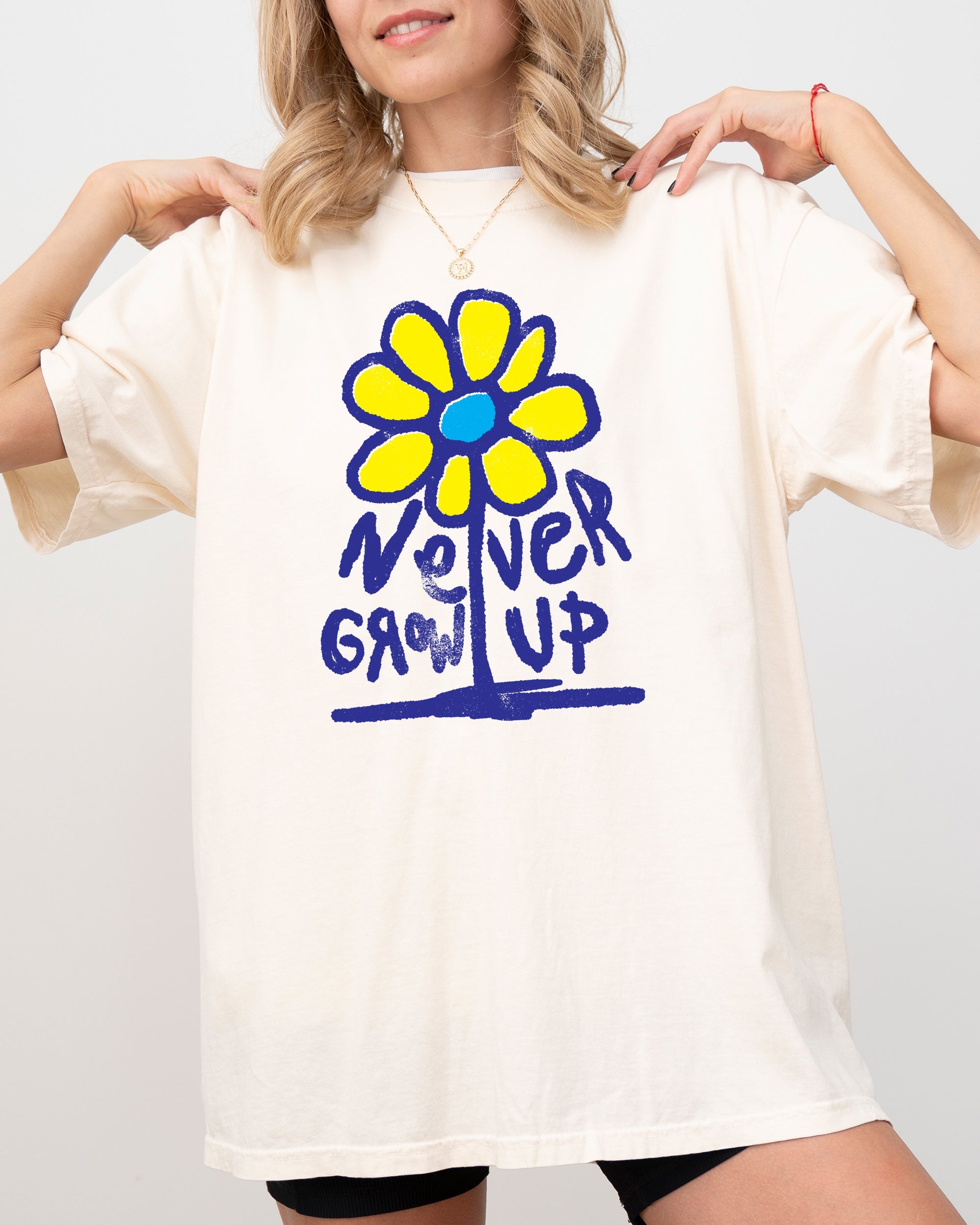 Never Grow Up Flower Positivity Retro Vintage Classic Style Collection Comfort Colors Tee