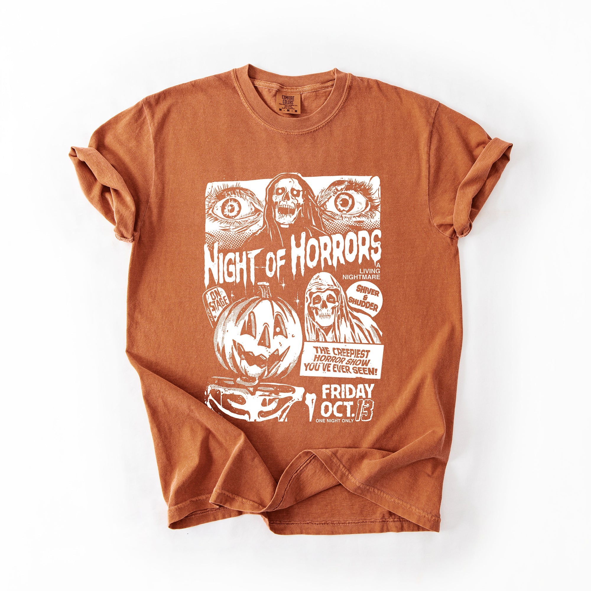 Night Of Horrors Halloween Spooky Scary Witch Midnight Monster Mash Edition Comfort Colors Tee