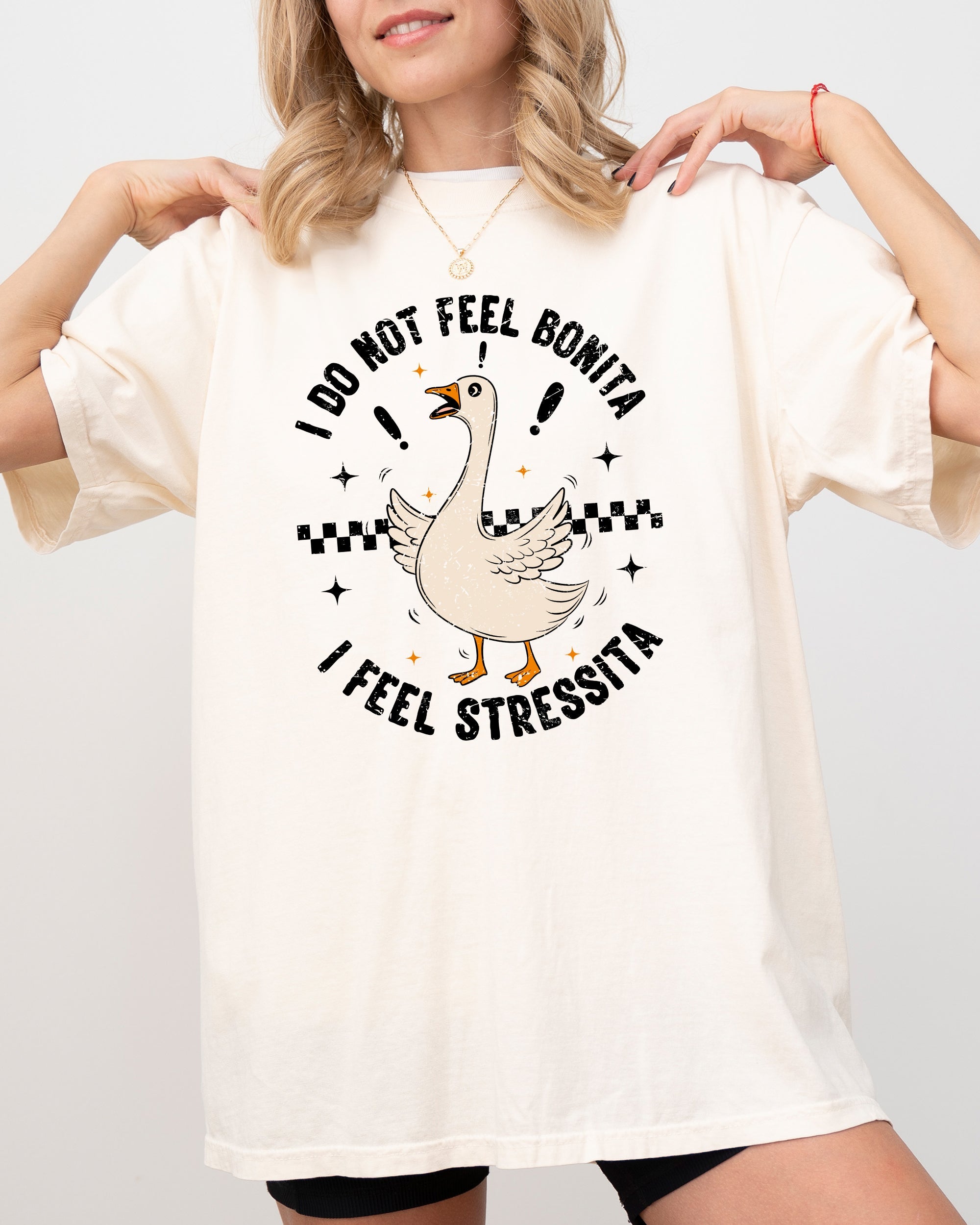 No Bonita Feel Stressita Stress Silly Goose Meme Mental Health Self Care Comfort Colors Tee