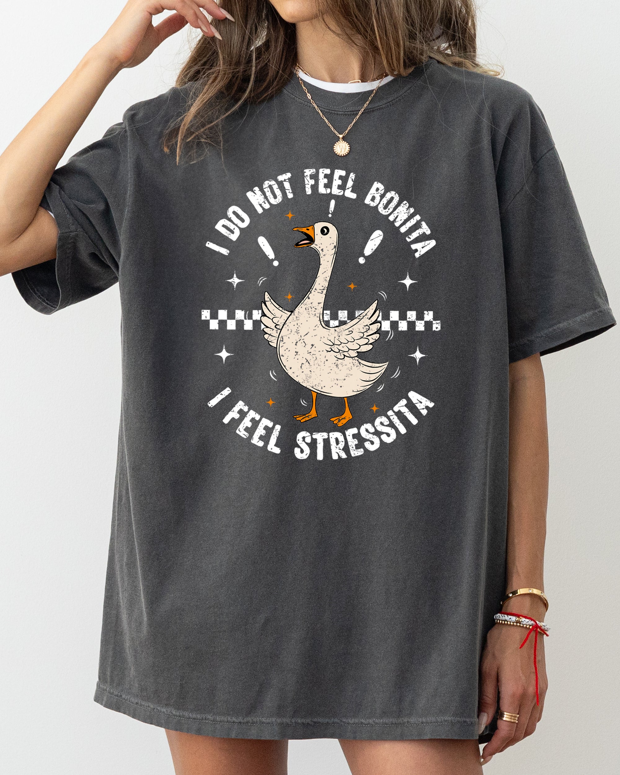 No Bonita Feel Stressita Stress Silly Goose Meme Mental Health Self Care Comfort Colors Tee