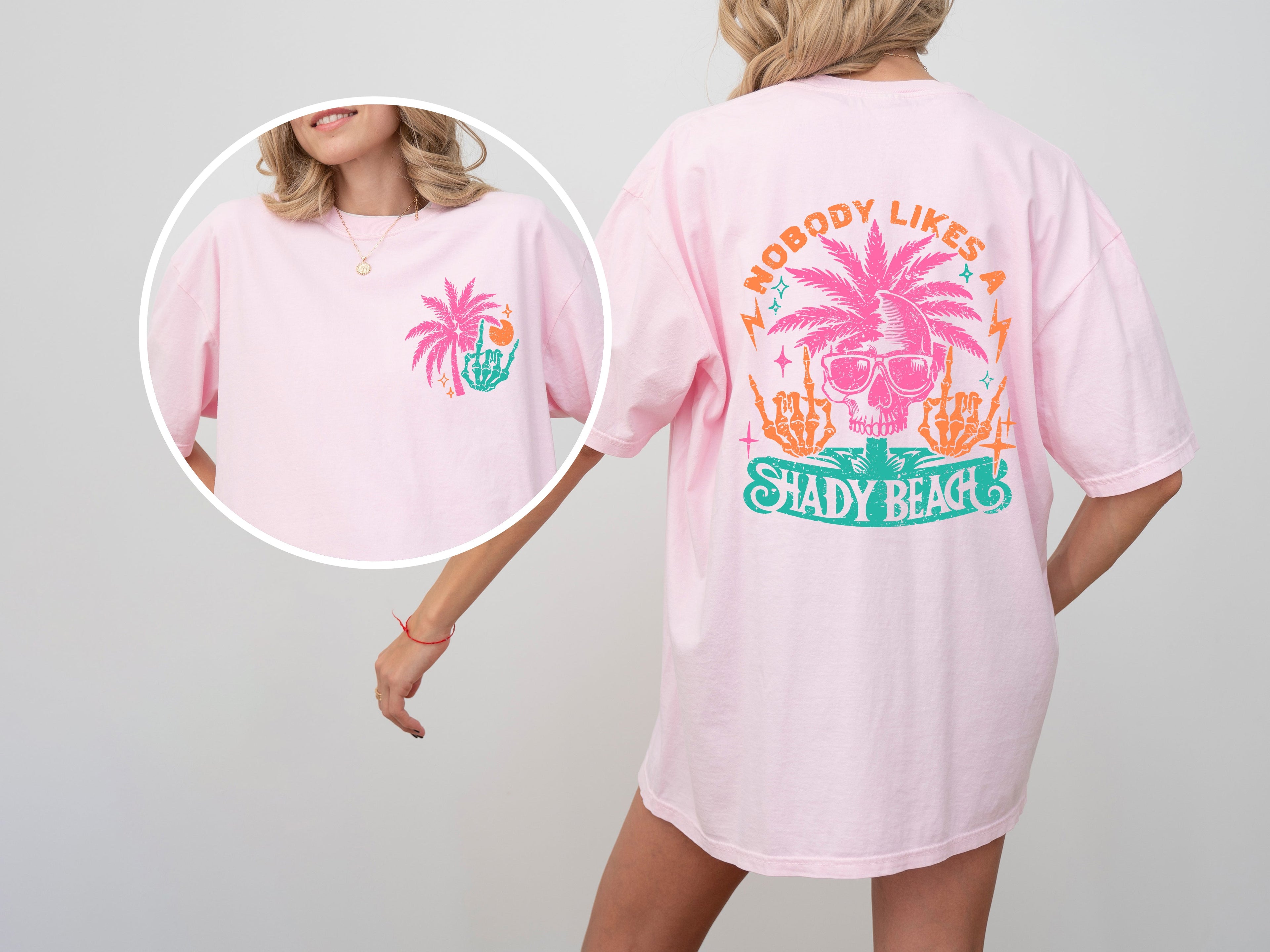 Nobody Likes A Shady Beach Skeleton Hot Girl Summer Palm Tree Comfort Colors Tee