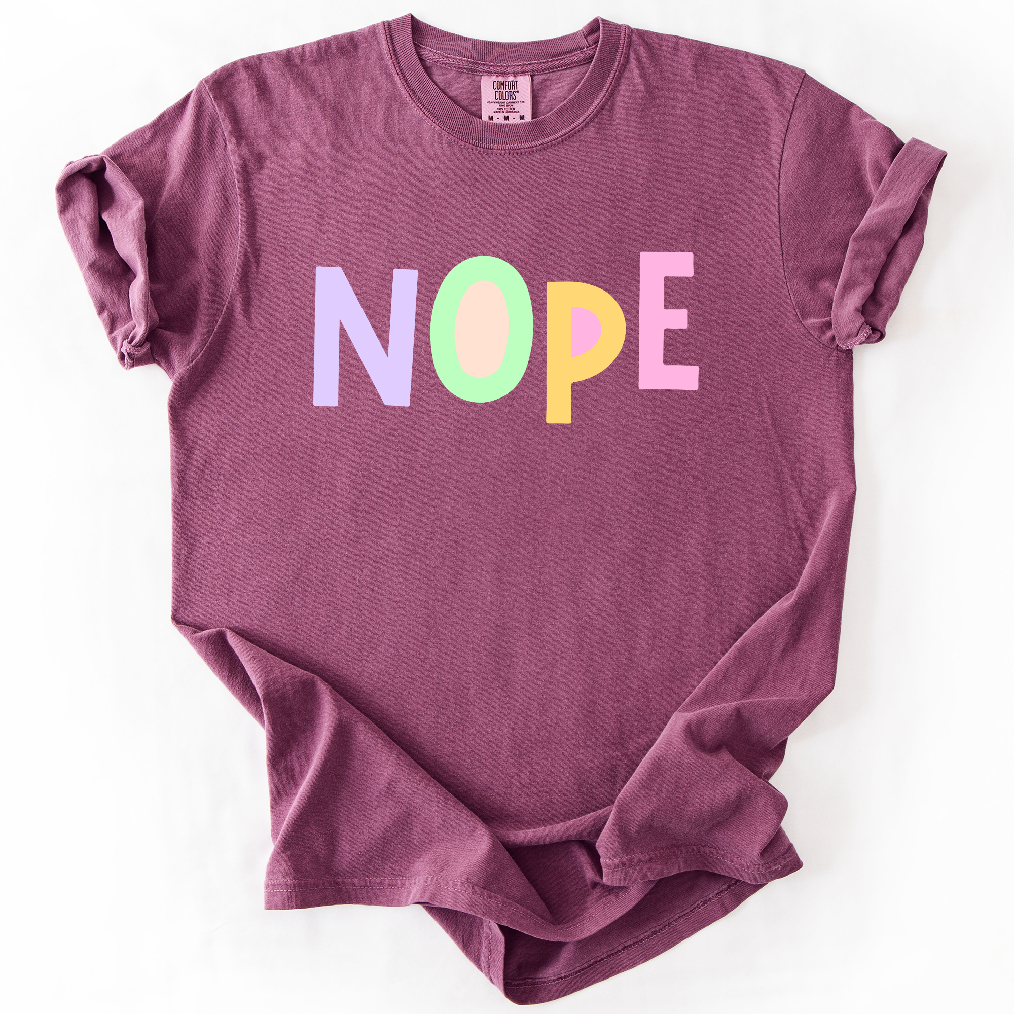 Nope, Colorful, Sassy, Sarcastic, Minimalist, Funny, Bold, Playful Comfort Colors Tee