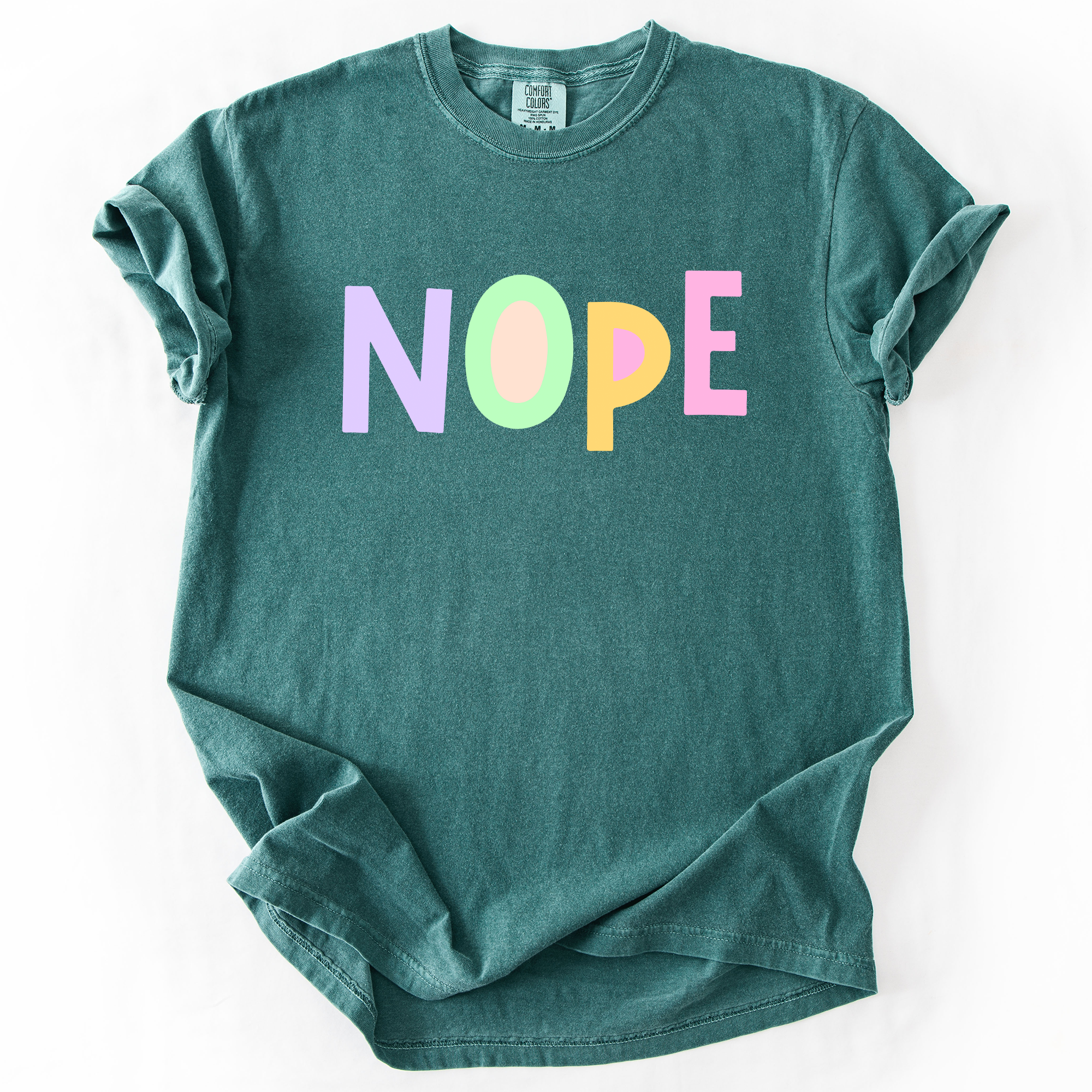 Nope, Colorful, Sassy, Sarcastic, Minimalist, Funny, Bold, Playful Comfort Colors Tee