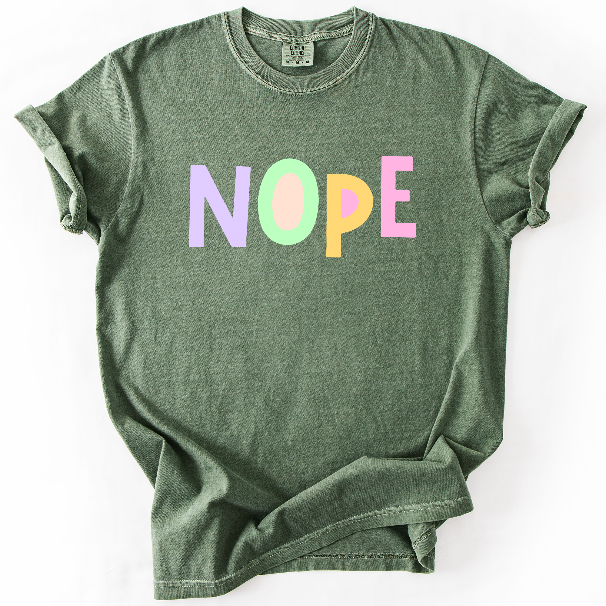 Nope, Colorful, Sassy, Sarcastic, Minimalist, Funny, Bold, Playful Comfort Colors Tee