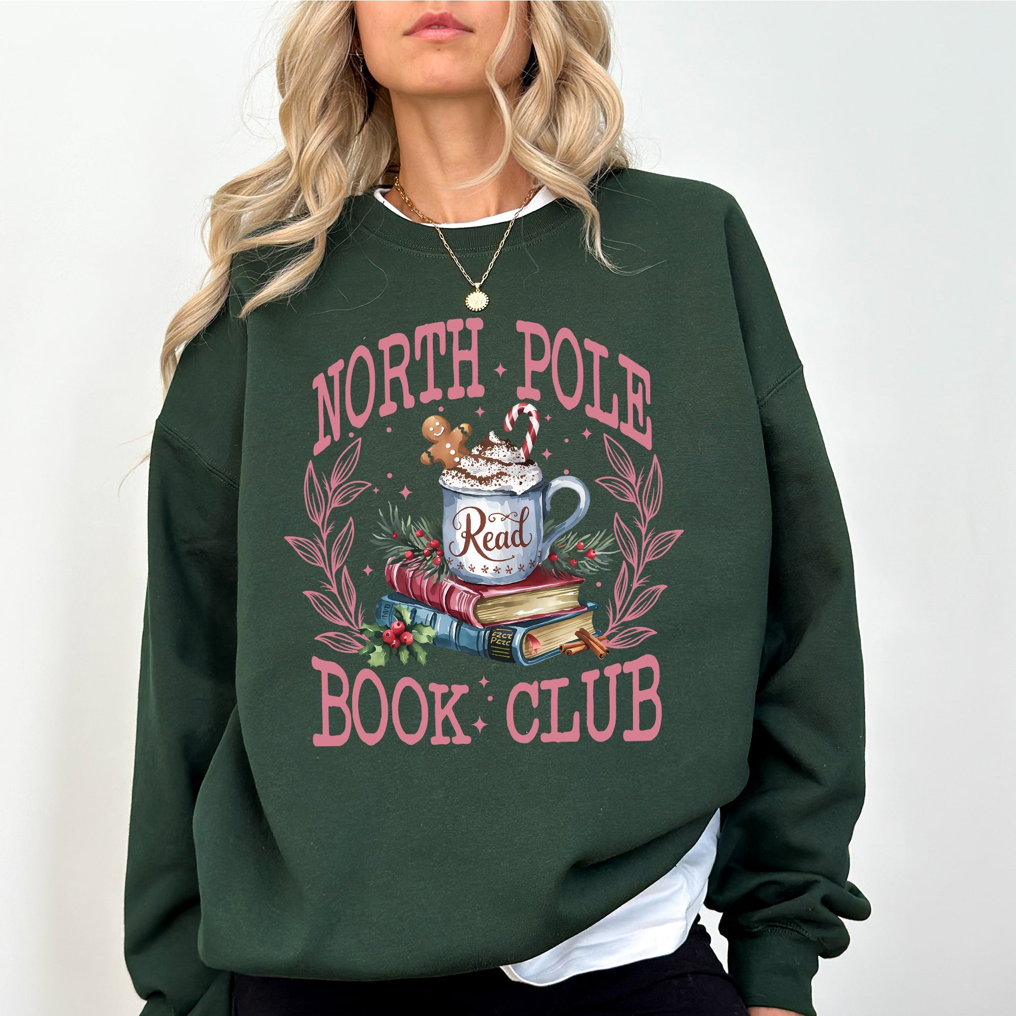 North Pole Book Club Reading Teacher Cozy Christmas Santa Library Sweatshirt