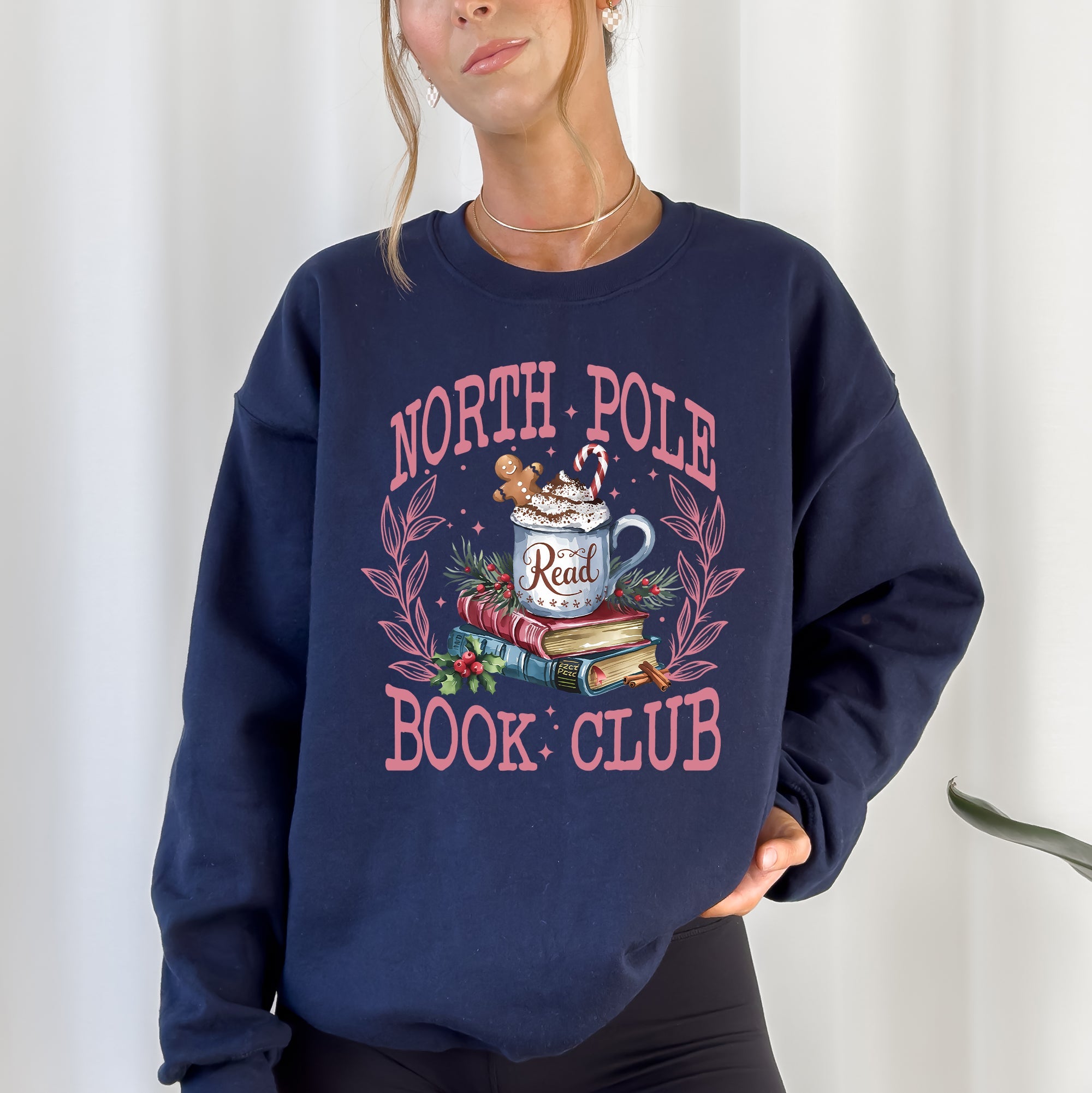 North Pole Book Club Reading Teacher Cozy Christmas Santa Library Sweatshirt