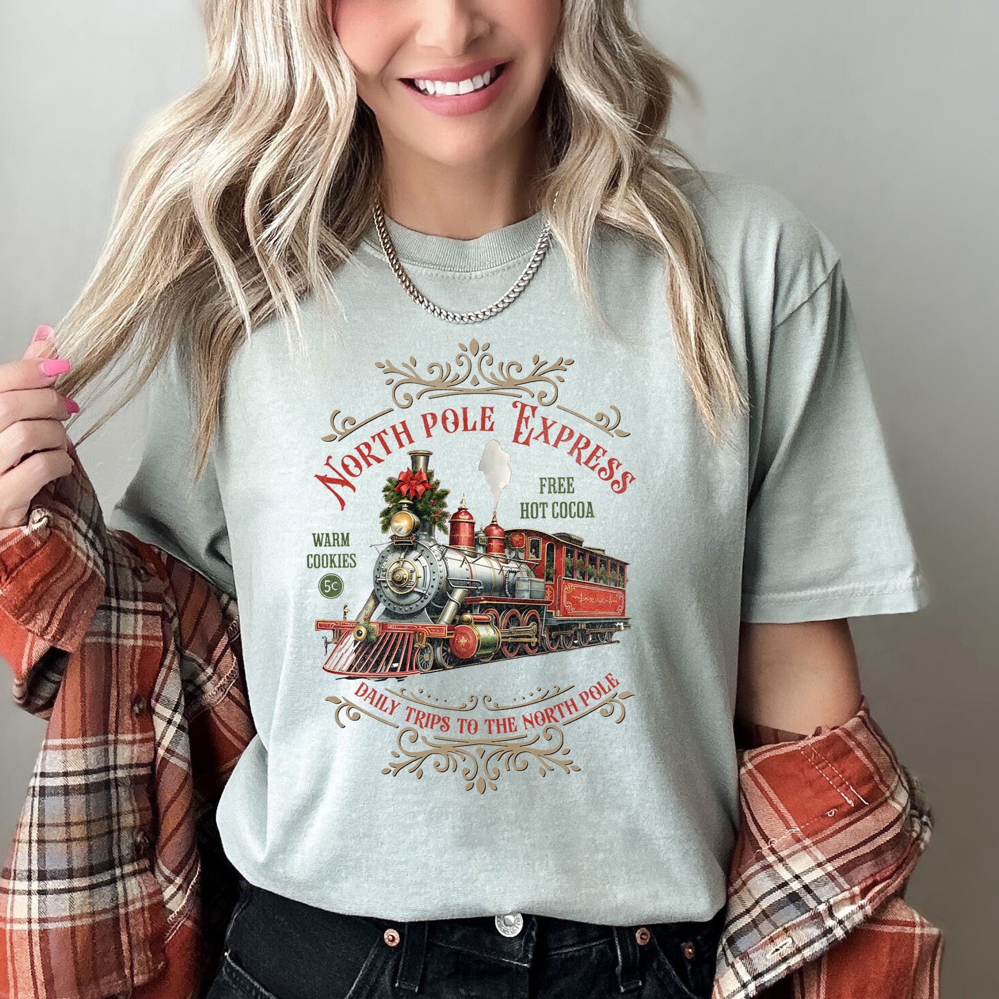 North Pole Express Vintage Christmas Sign Artwork Cozy Winter Decor Inspired Comfort Colors Tee