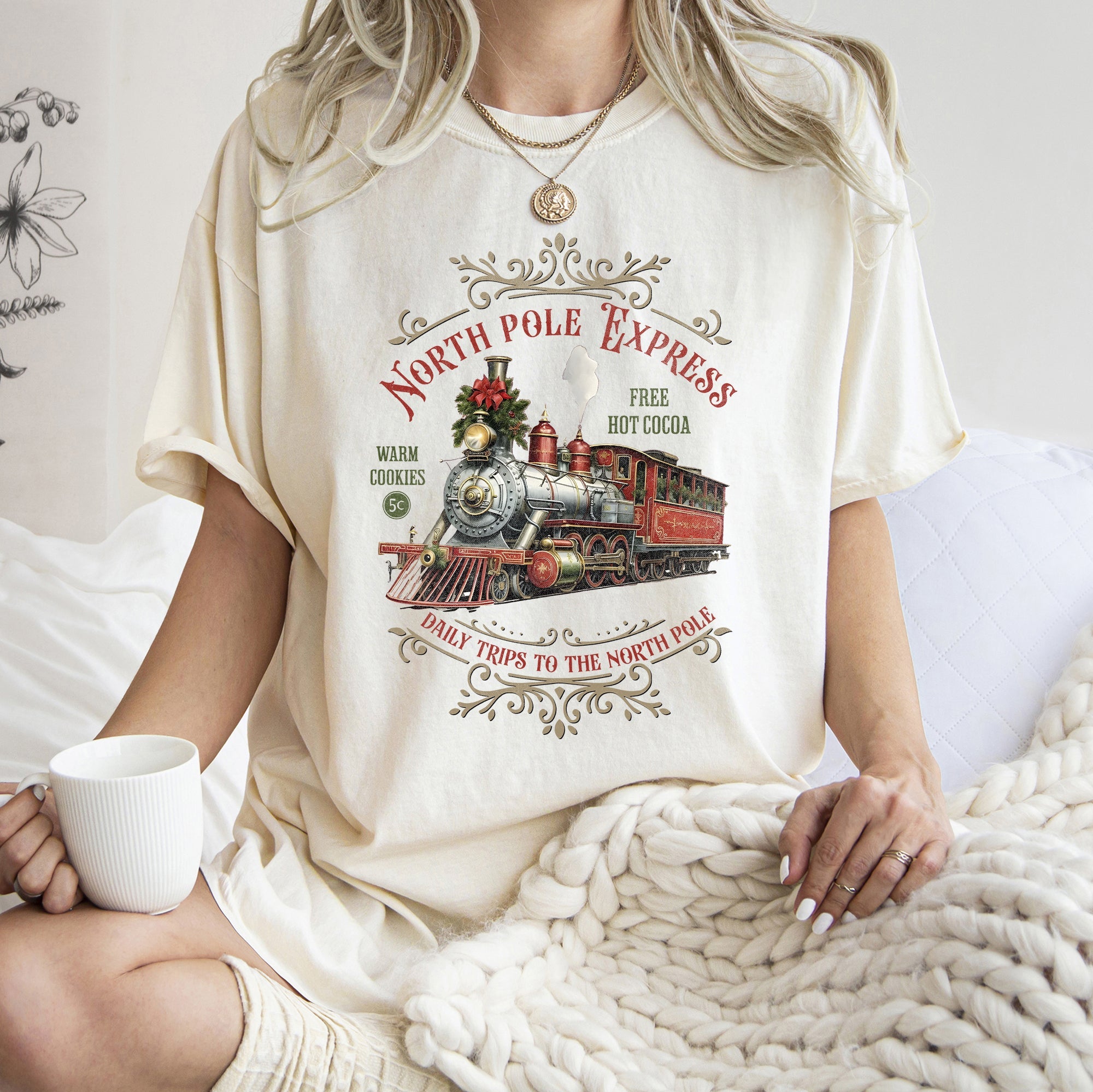 North Pole Express Vintage Christmas Sign Artwork Cozy Winter Decor Inspired Comfort Colors Tee