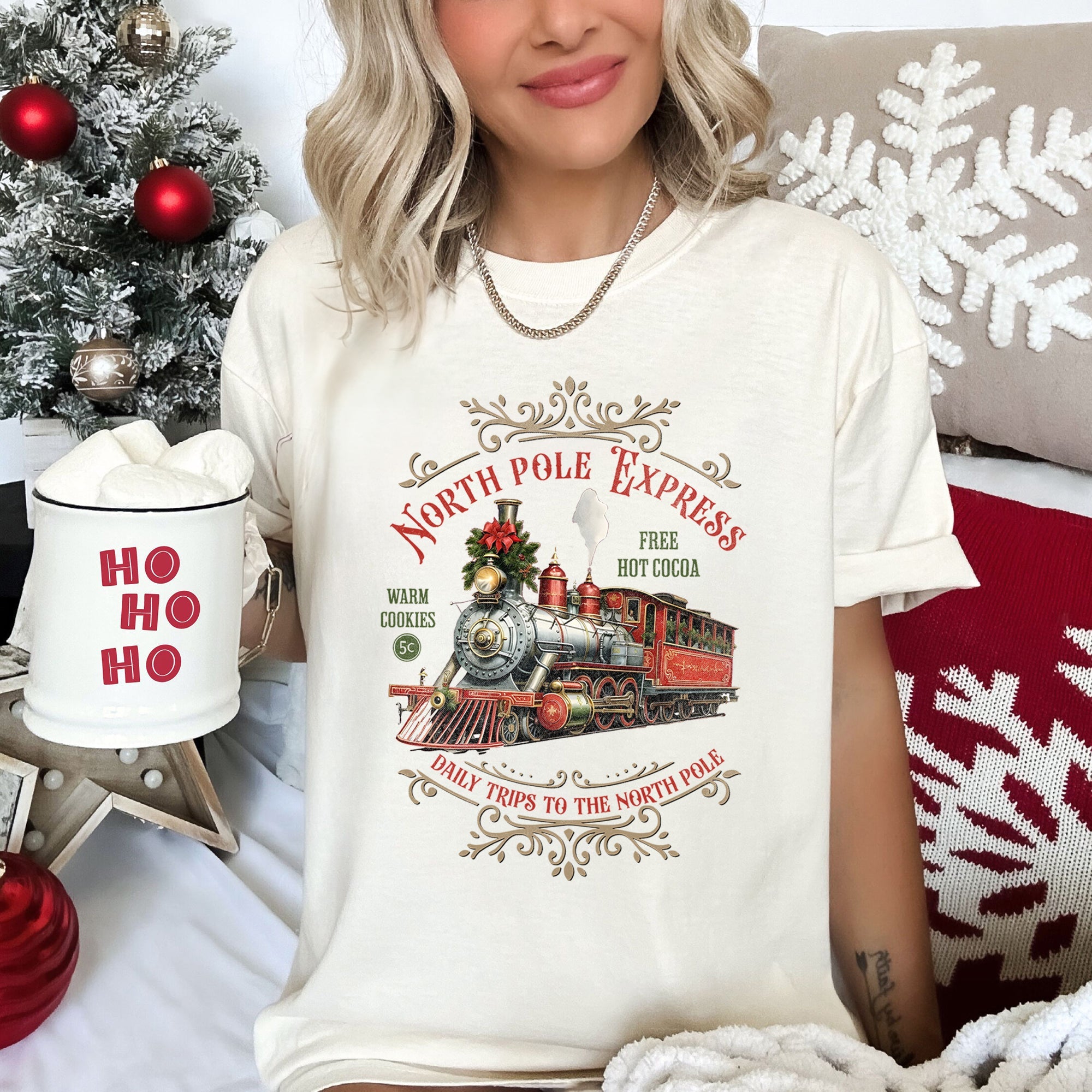 North Pole Express Vintage Christmas Sign Artwork Cozy Winter Decor Inspired Comfort Colors Tee