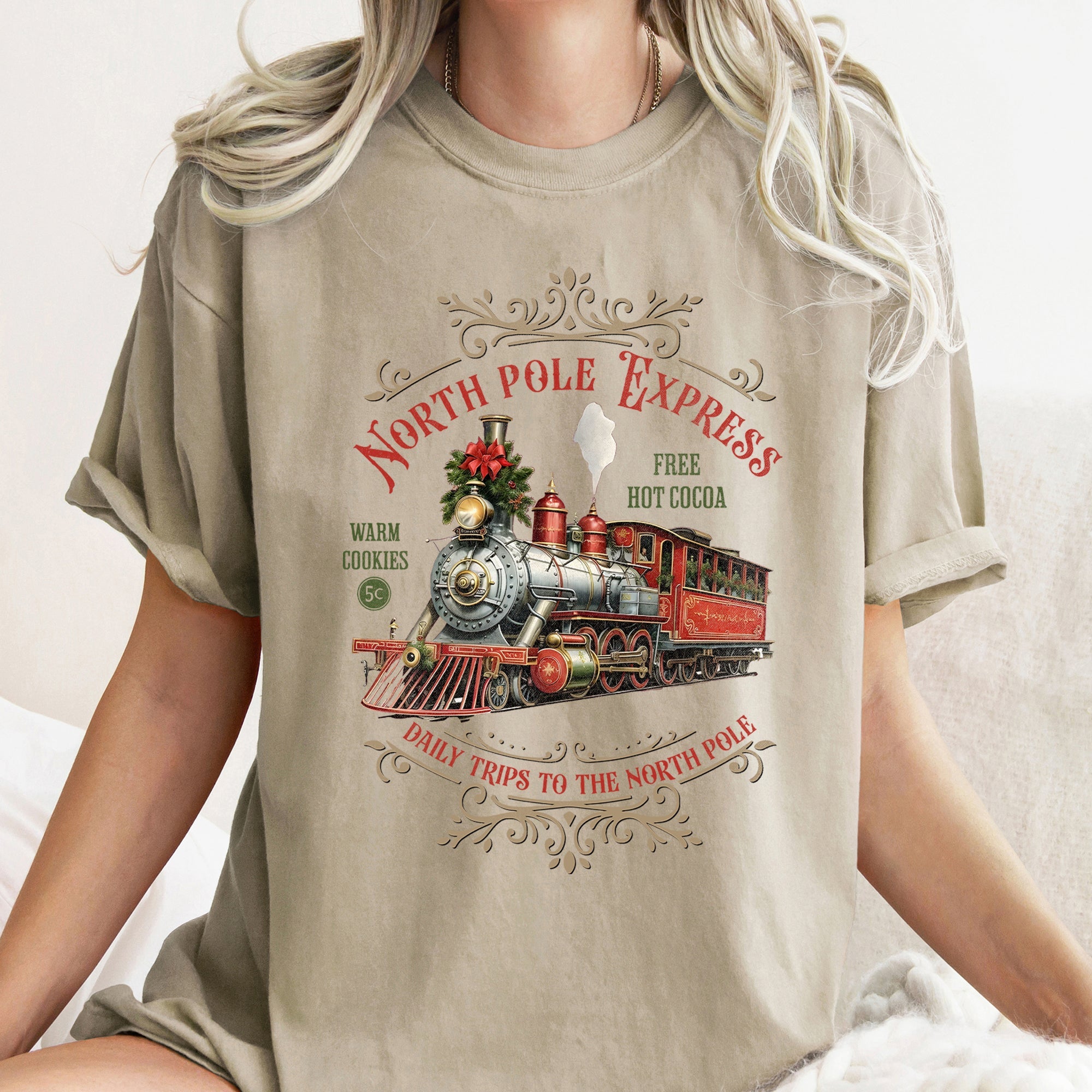 North Pole Express Vintage Christmas Sign Artwork Cozy Winter Decor Inspired Comfort Colors Tee