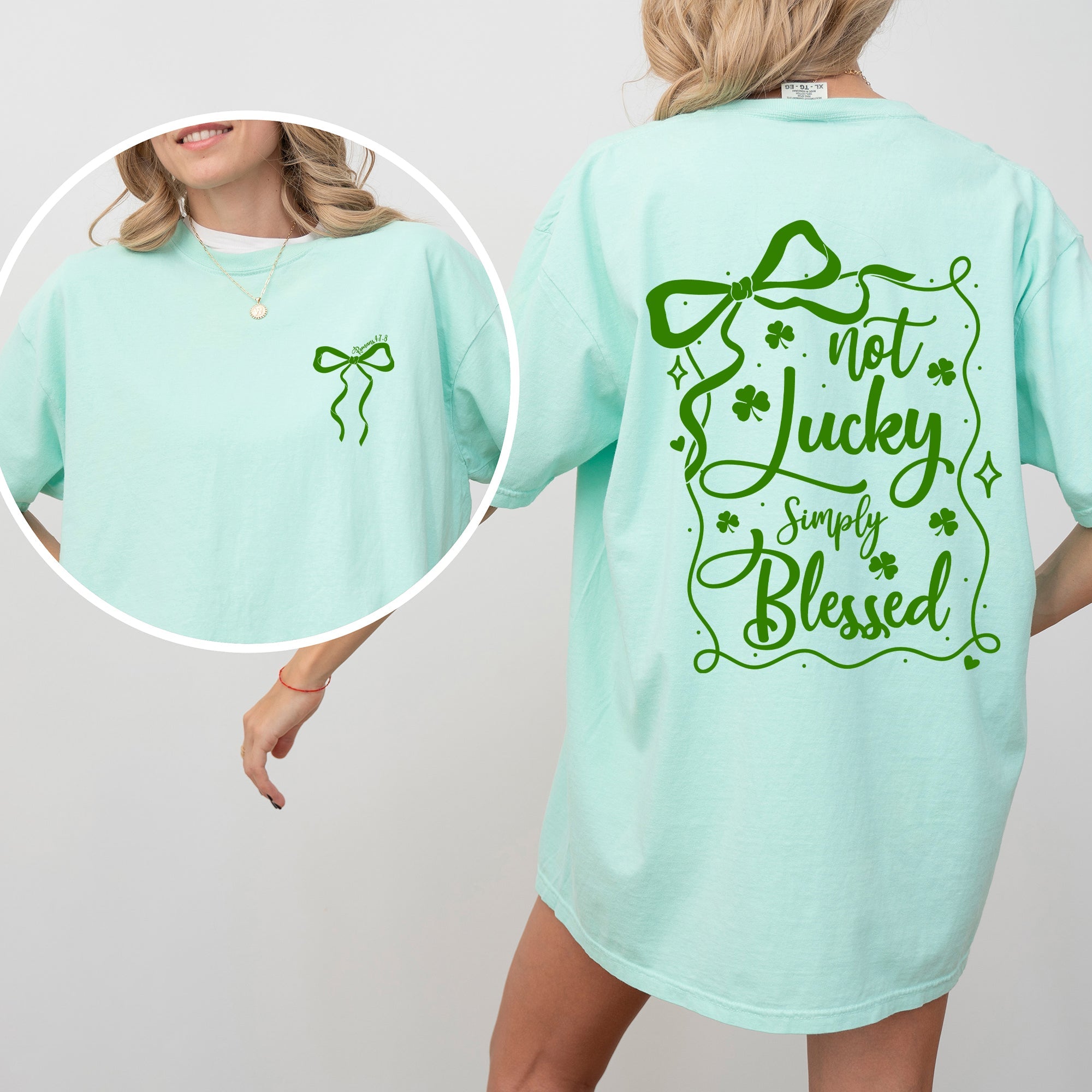Not Lucky, Just Blessed St Patrick's Day Shamrock Leprechaun Clover Comfort Colors Tee