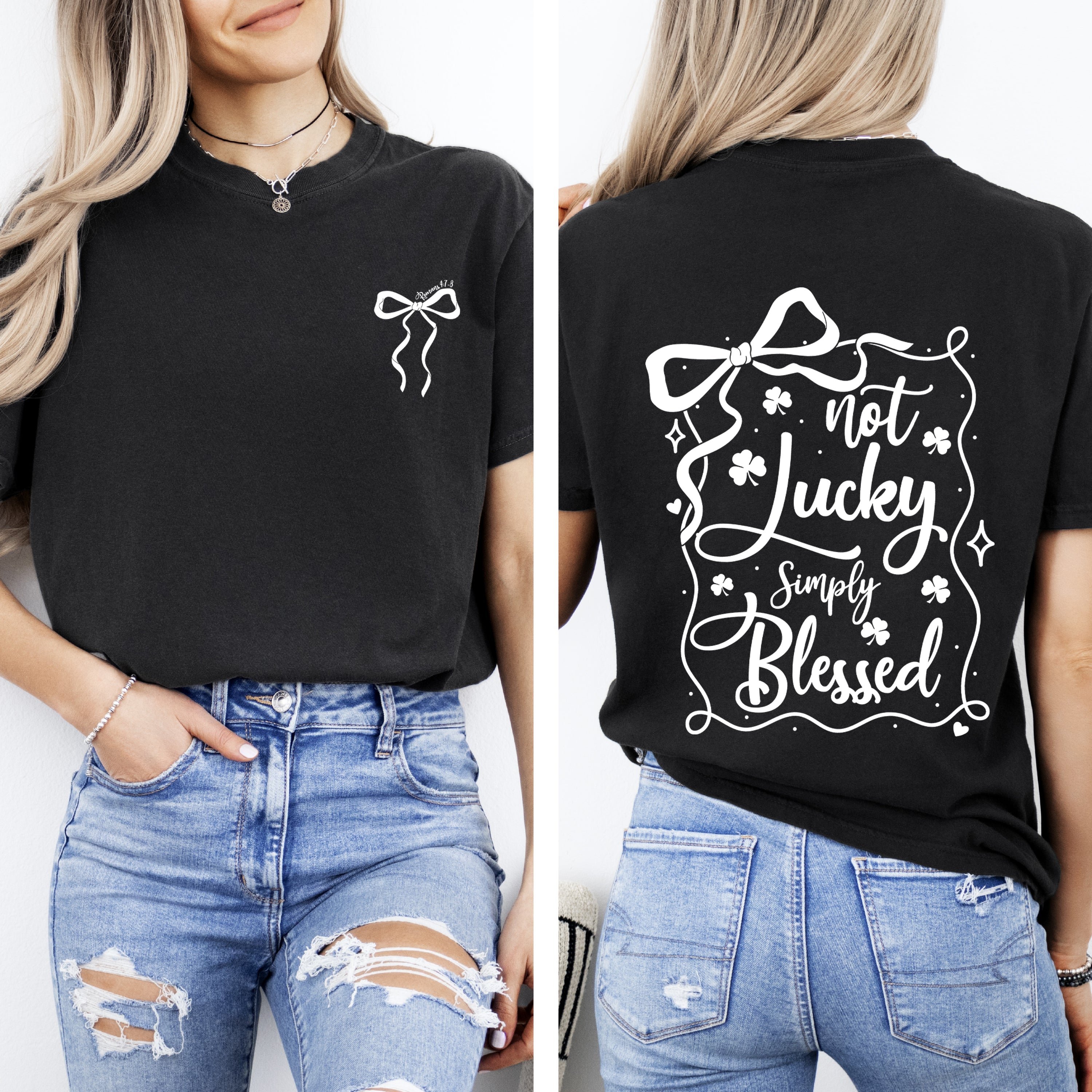 Not Lucky, Just Blessed St Patrick's Day Shamrock Leprechaun Clover Comfort Colors Tee