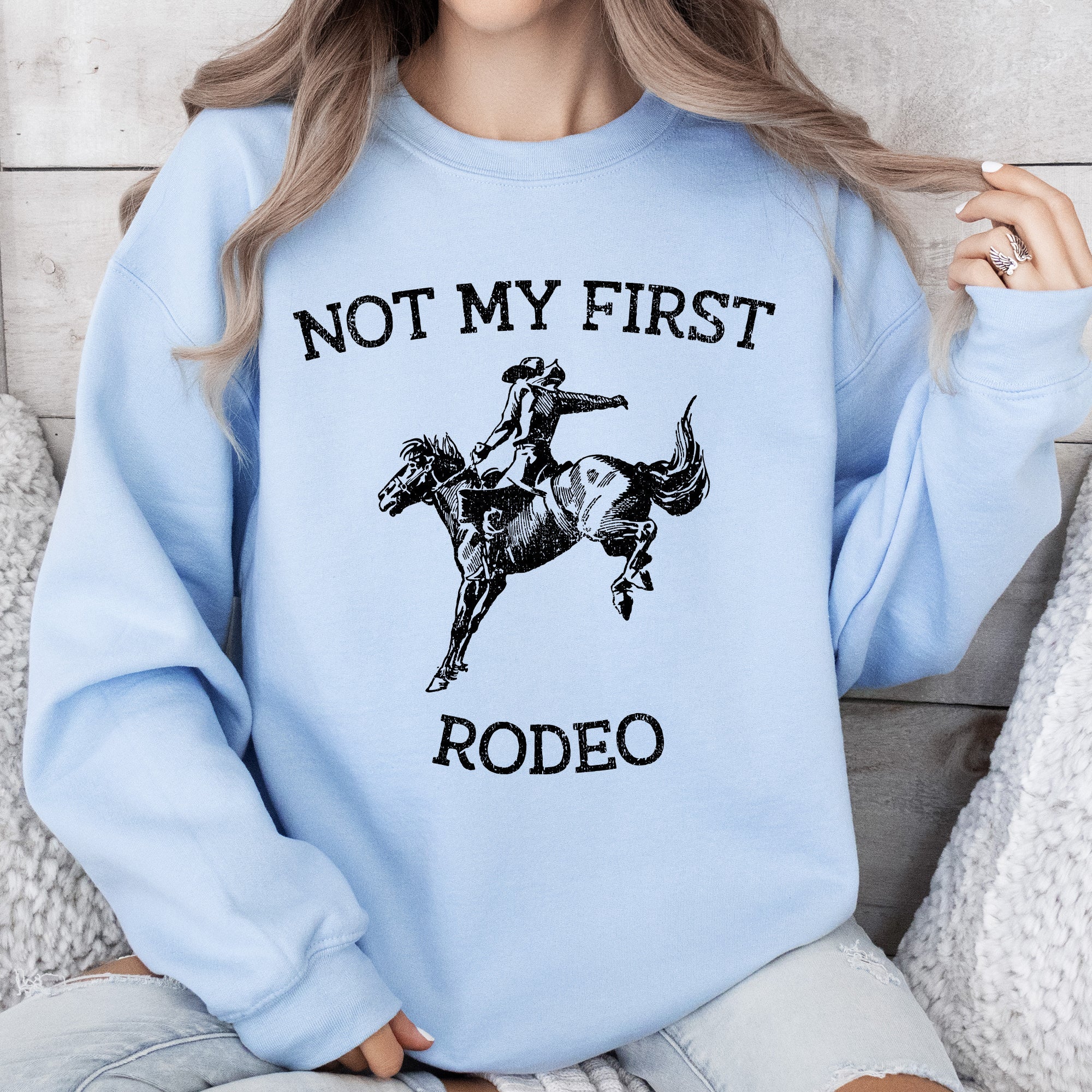 Not My First Rodeo Cowboy Country Cowgirl Vintage Western Pride Graphic Sweatshirt