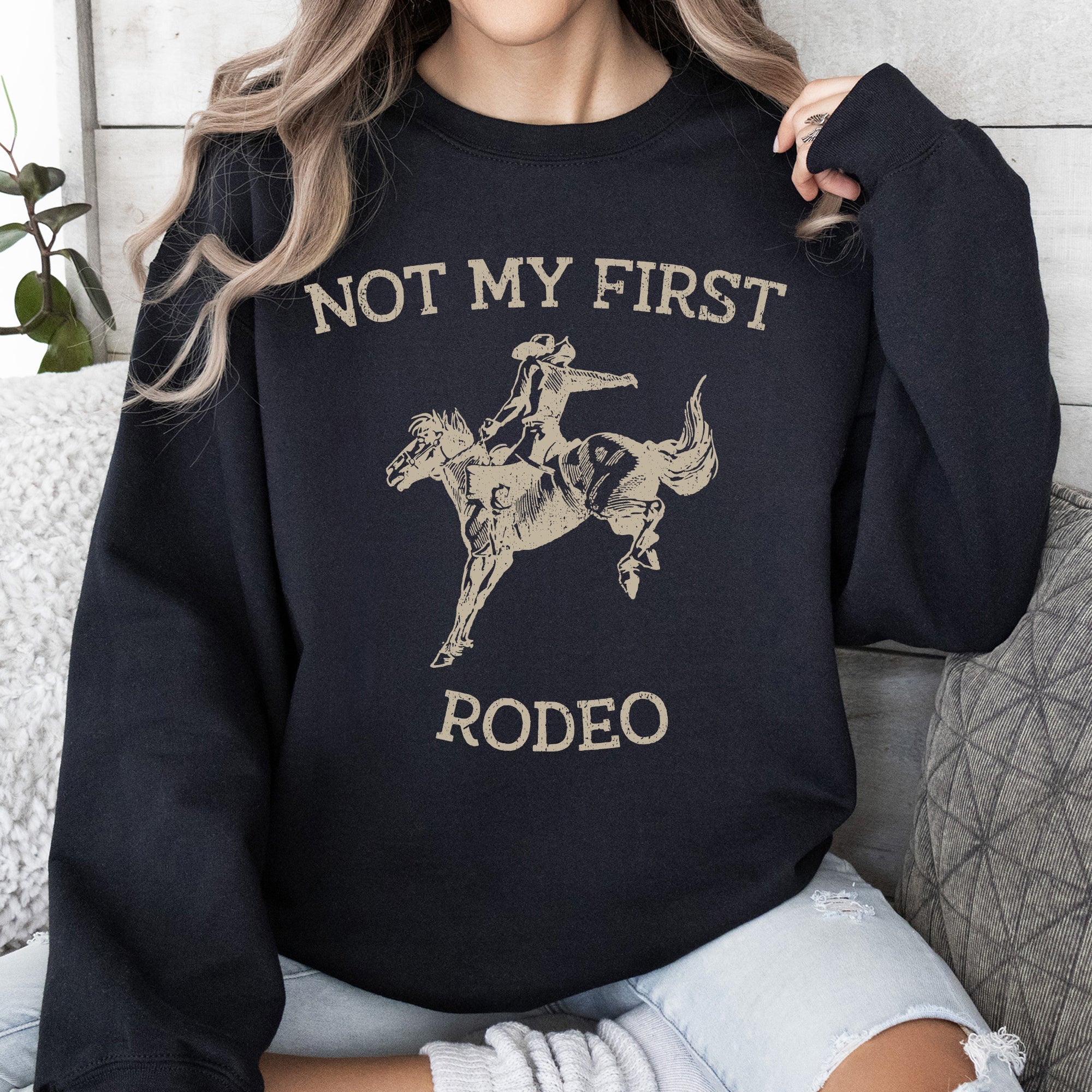 Not My First Rodeo Cowboy Country Cowgirl Vintage Western Pride Graphic Sweatshirt