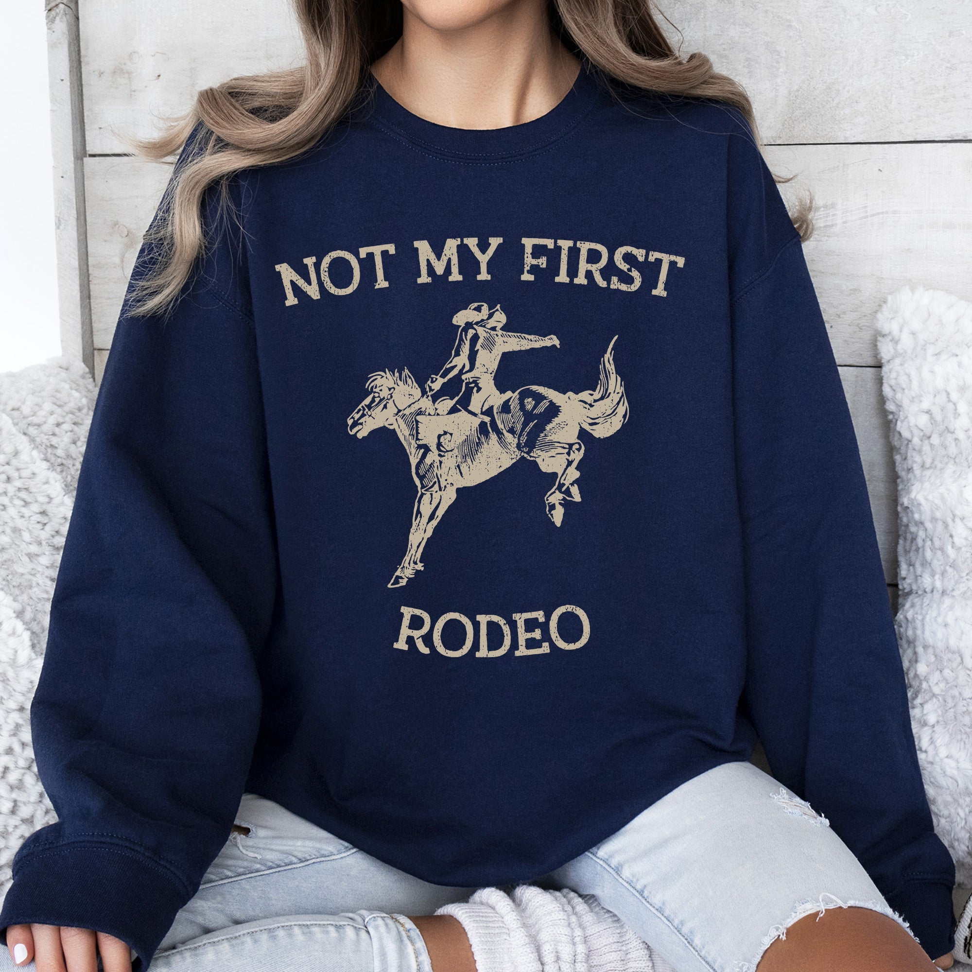 Not My First Rodeo Cowboy Country Cowgirl Vintage Western Pride Graphic Sweatshirt