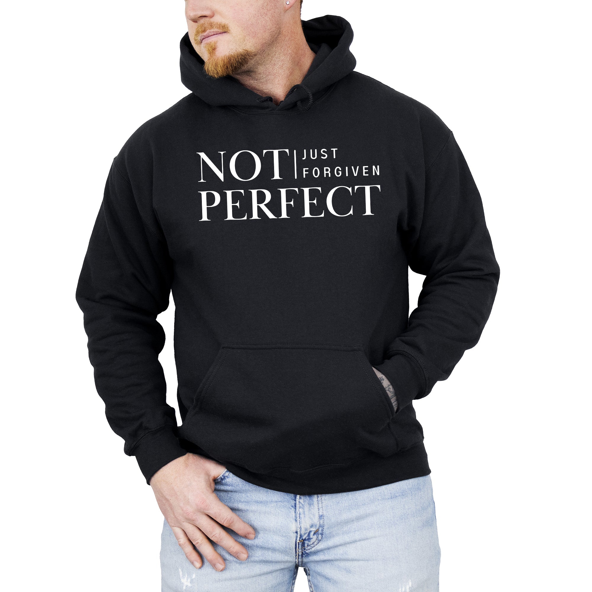 Not Perfect, Just Forgiven, Jesus, Christian, Religious, Gospel, Faith Hooded Sweatshirt