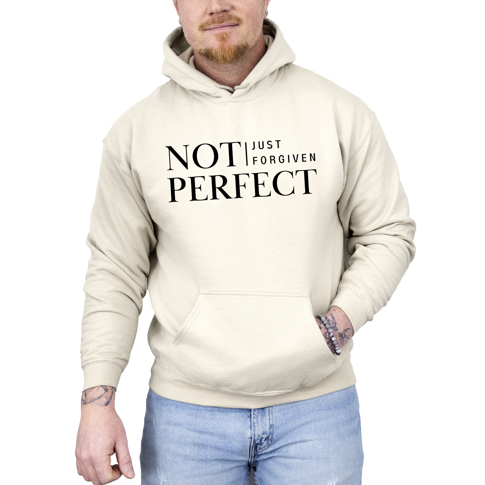 Not Perfect, Just Forgiven, Jesus, Christian, Religious, Gospel, Faith Hooded Sweatshirt
