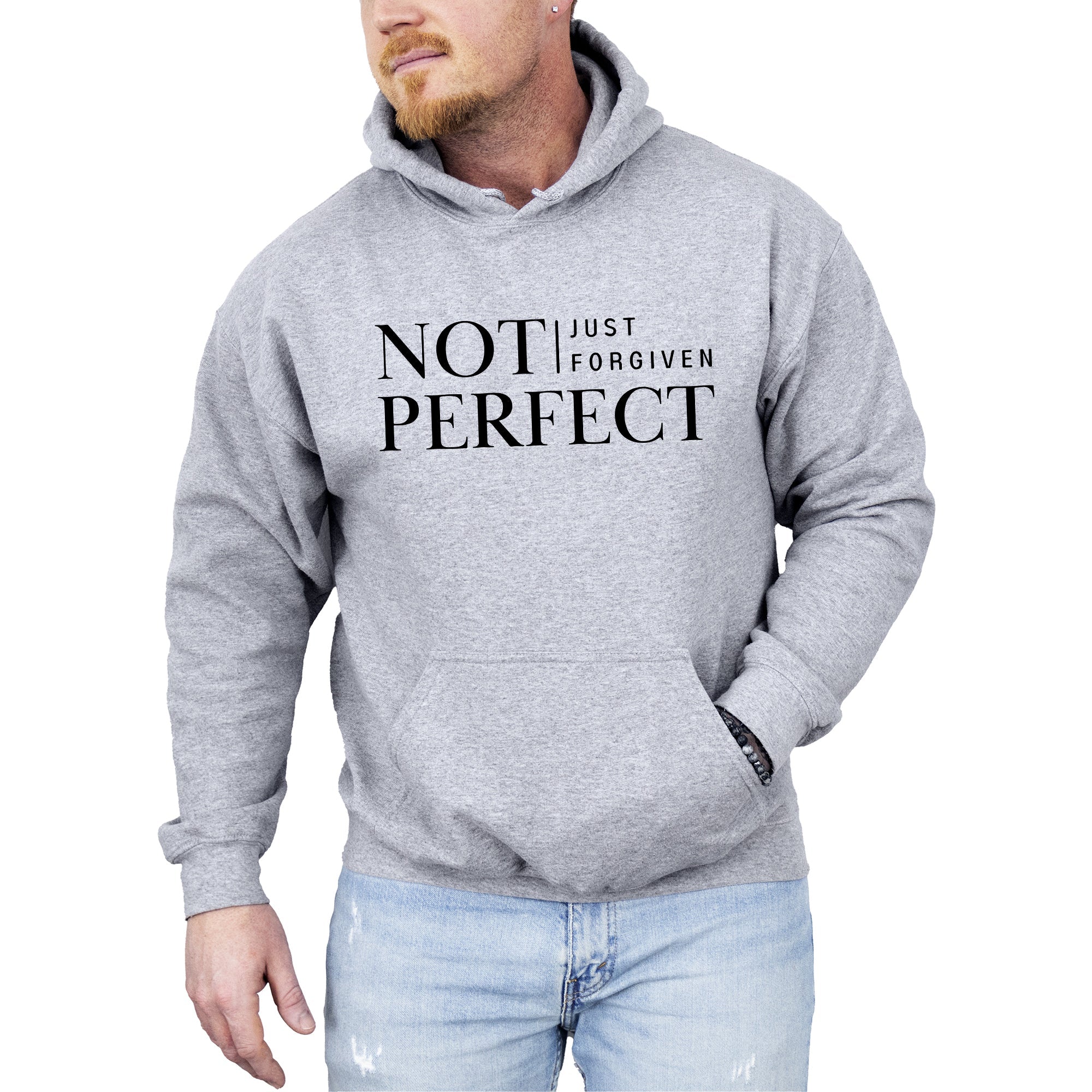 Not Perfect, Just Forgiven, Jesus, Christian, Religious, Gospel, Faith Hooded Sweatshirt