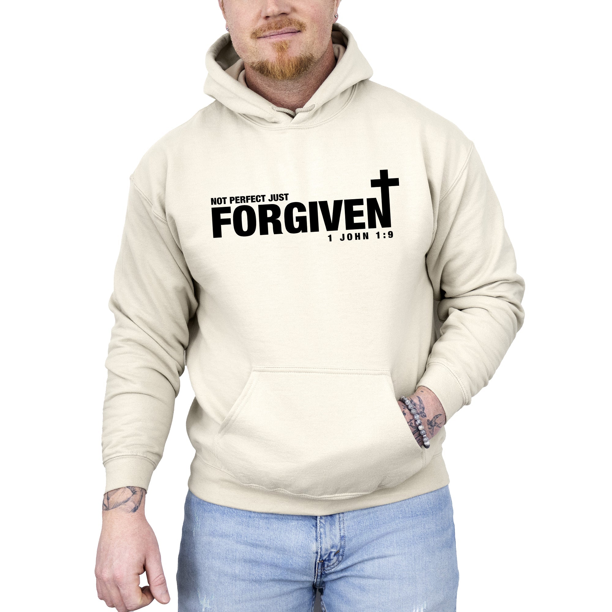 Not Perfect, Just Forgiven, John, Jesus, Christian, Religious, Gospel, Faith Hoodie