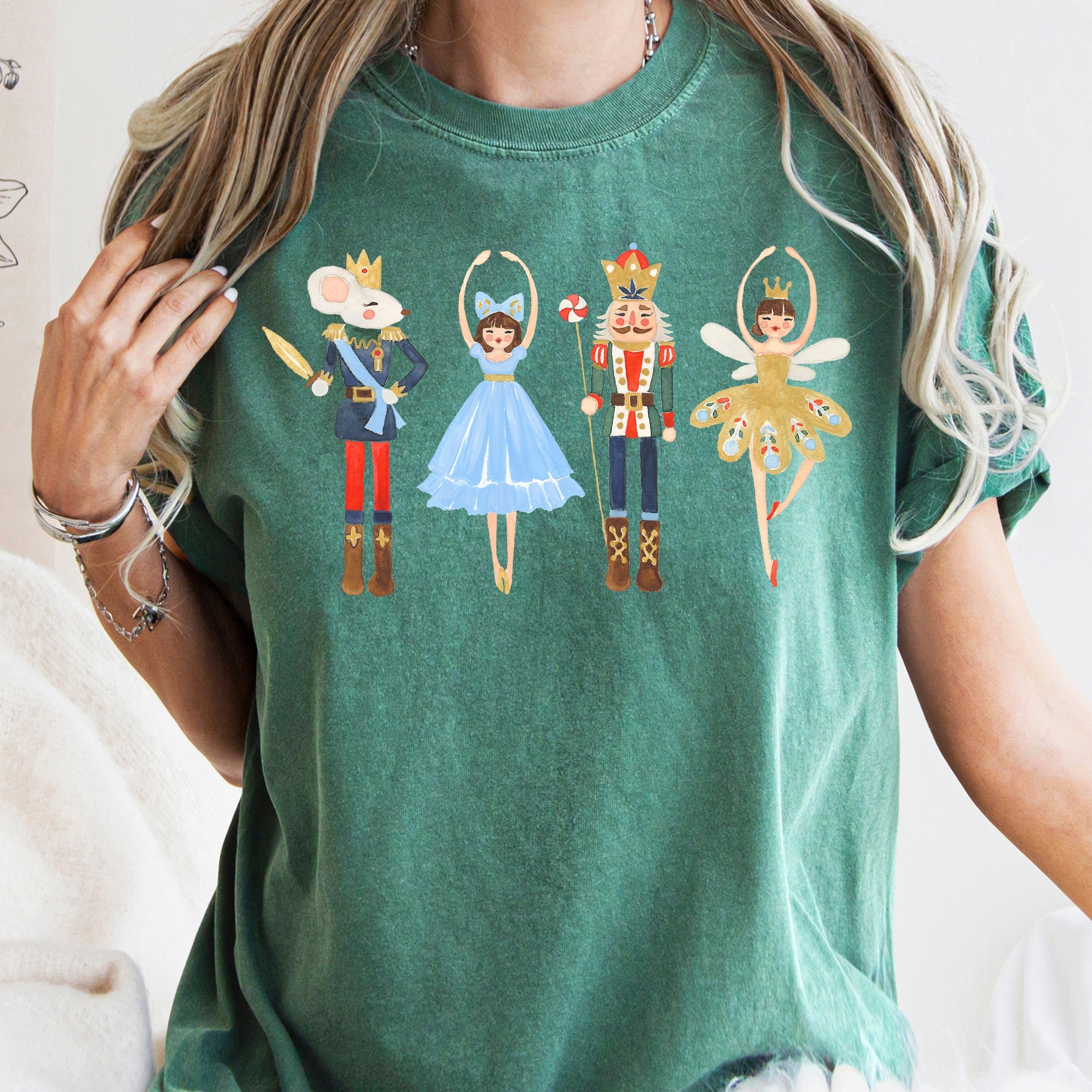 Nutcracker Ballet Christmas Ballerina Dance Art Illustration Design Graphic Comfort Colors Tee