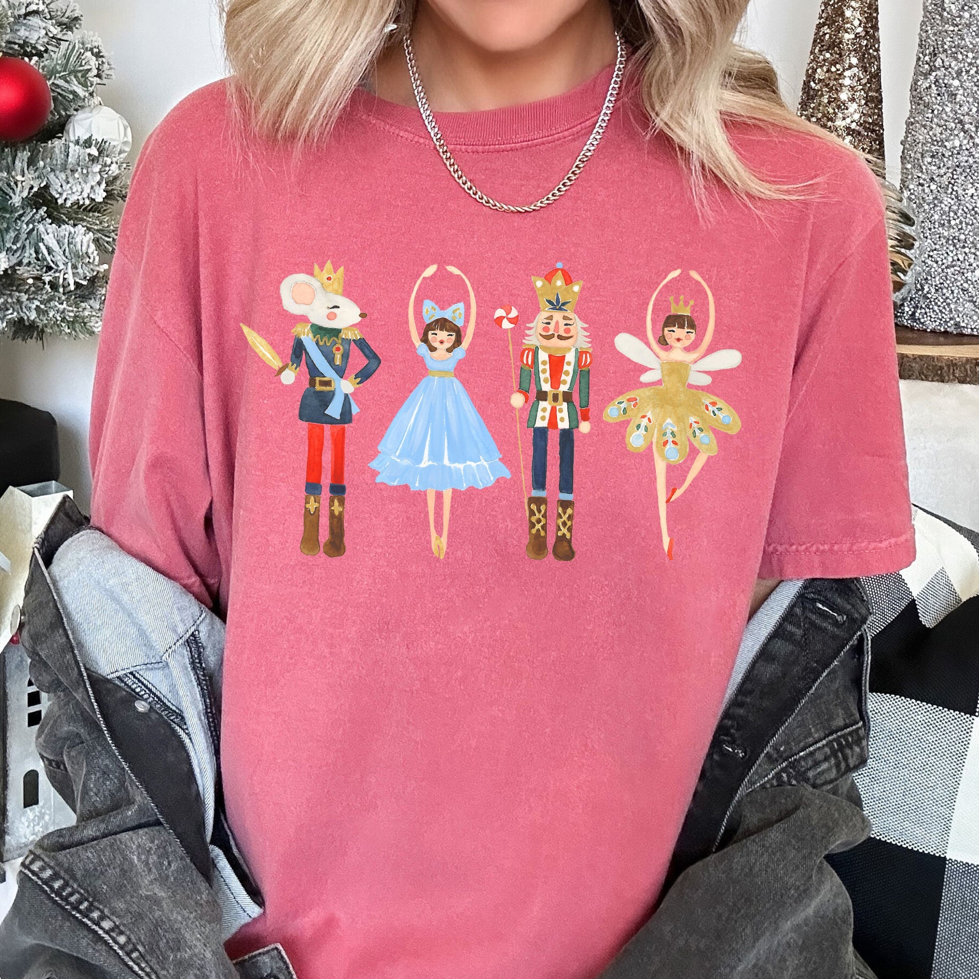 Nutcracker Ballet Christmas Ballerina Dance Art Illustration Design Graphic Comfort Colors Tee