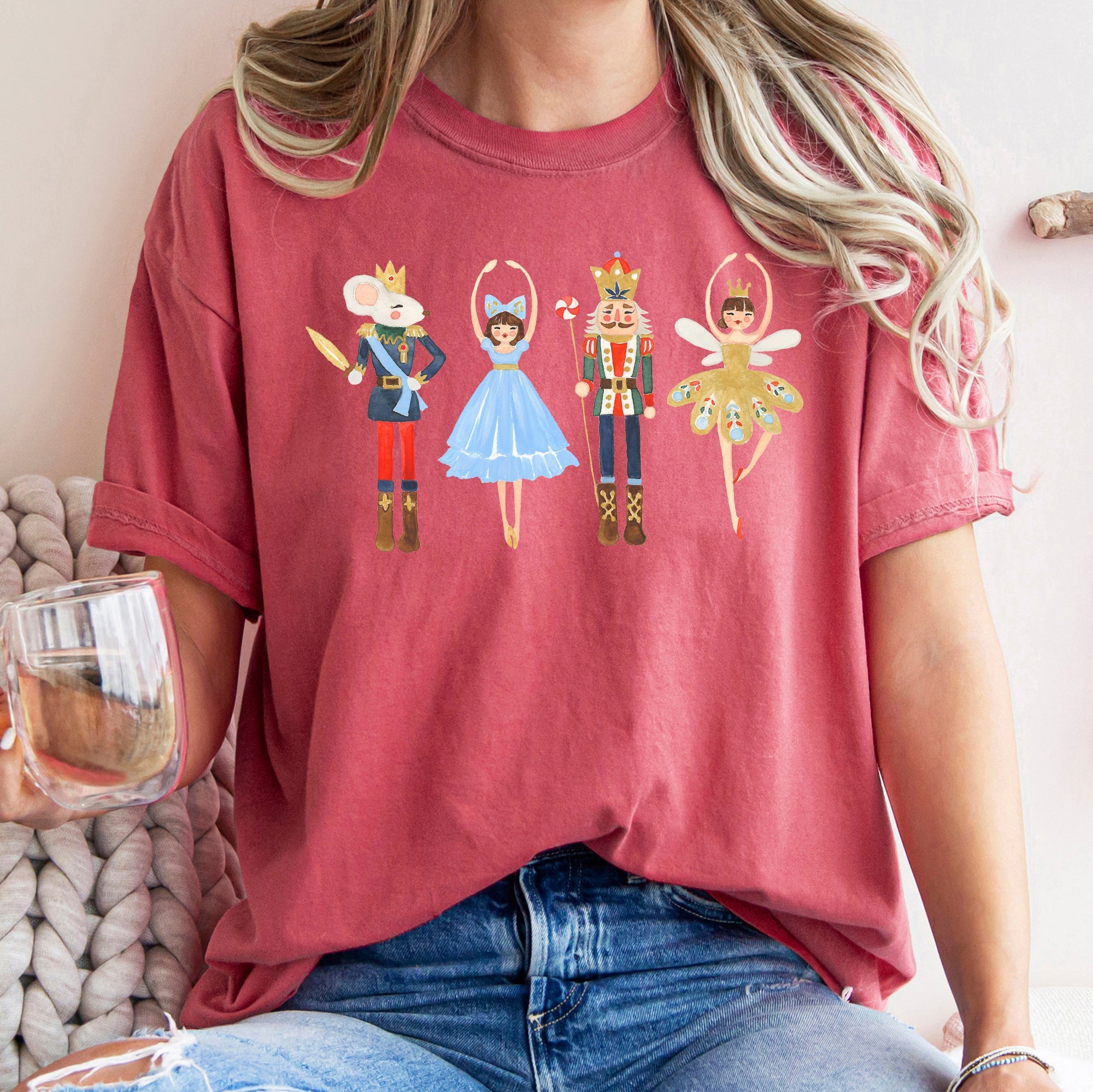 Nutcracker Ballet Christmas Ballerina Dance Art Illustration Design Graphic Comfort Colors Tee