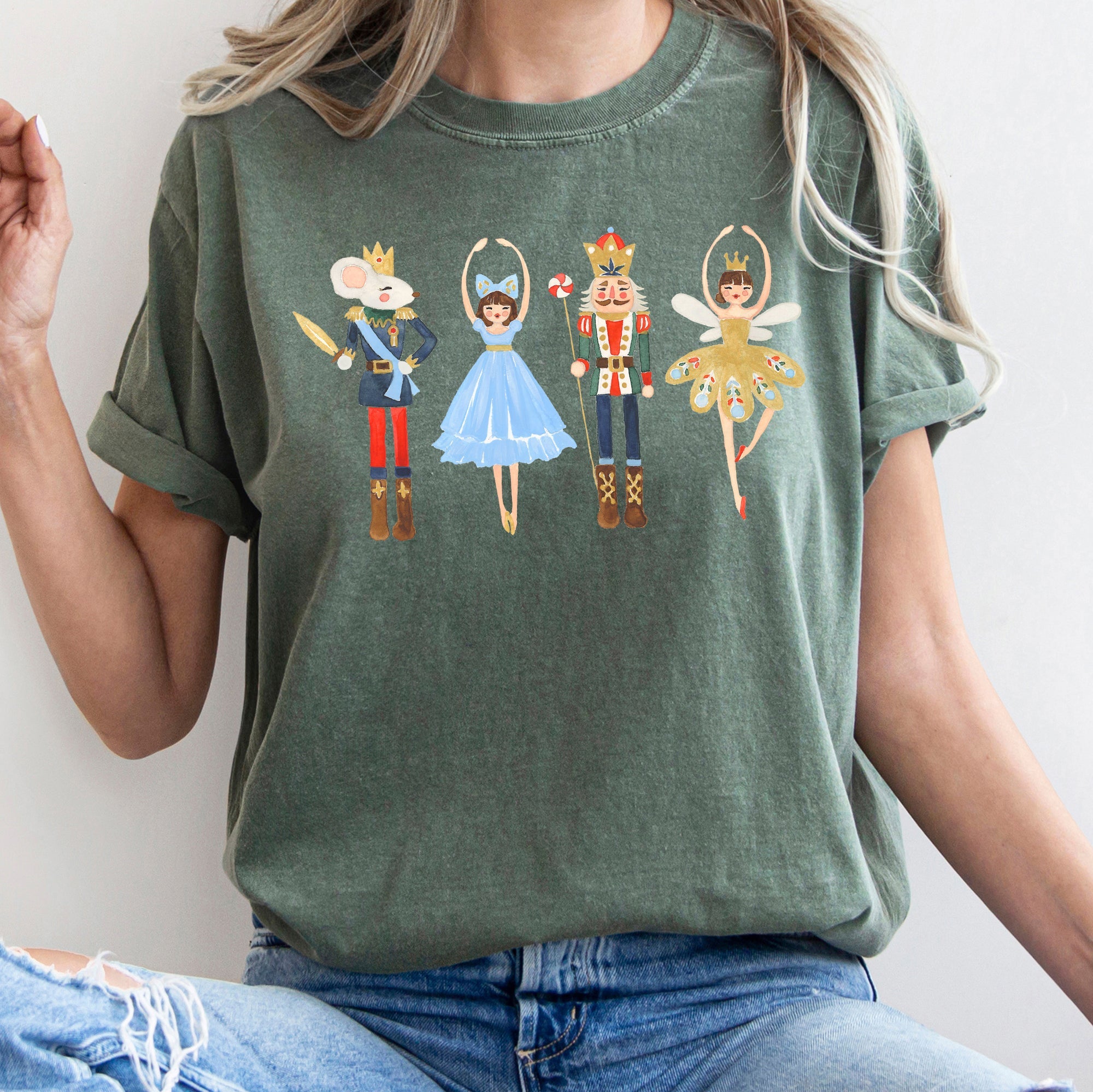 Nutcracker Ballet Christmas Ballerina Dance Art Illustration Design Graphic Comfort Colors Tee