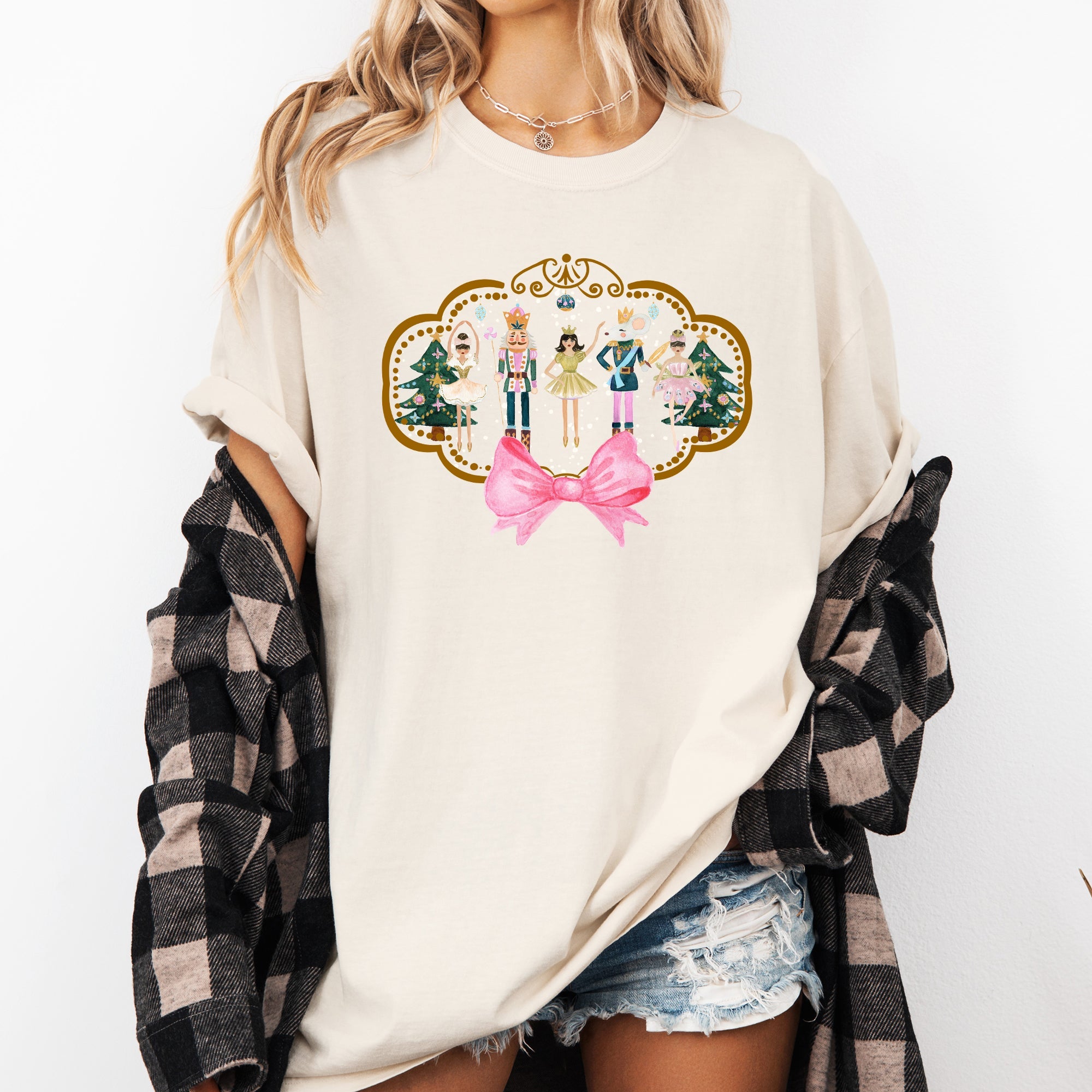 Nutcracker Christmas Ballet Sugar Plum Fairy Noel Santa Winter Ballerina Xmas Bow Comfort Colors Tee
