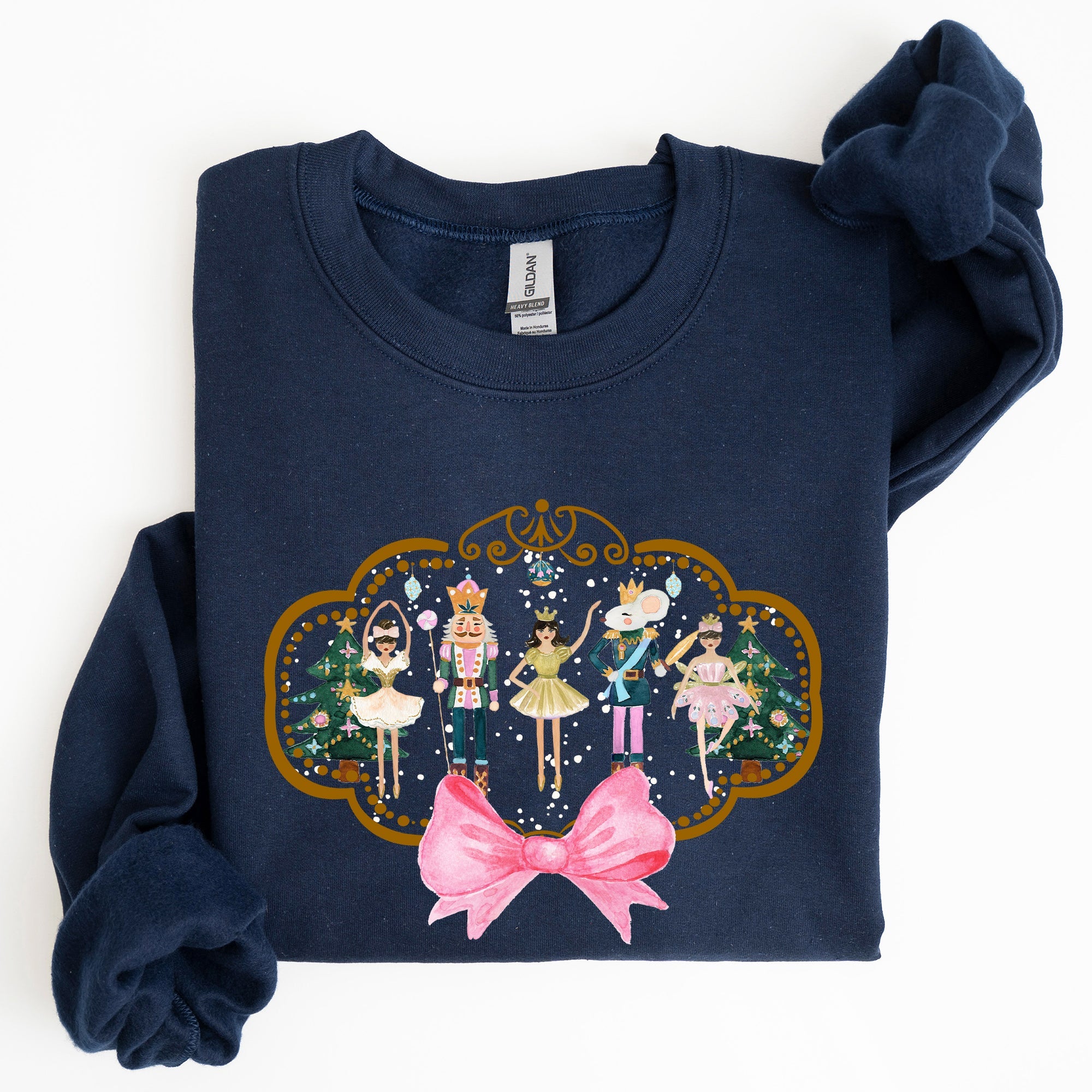 Nutcracker Christmas Bow Sugar Plum Fairy Noel Santa Winter Ballerina Xmas Ballet Sweatshirt