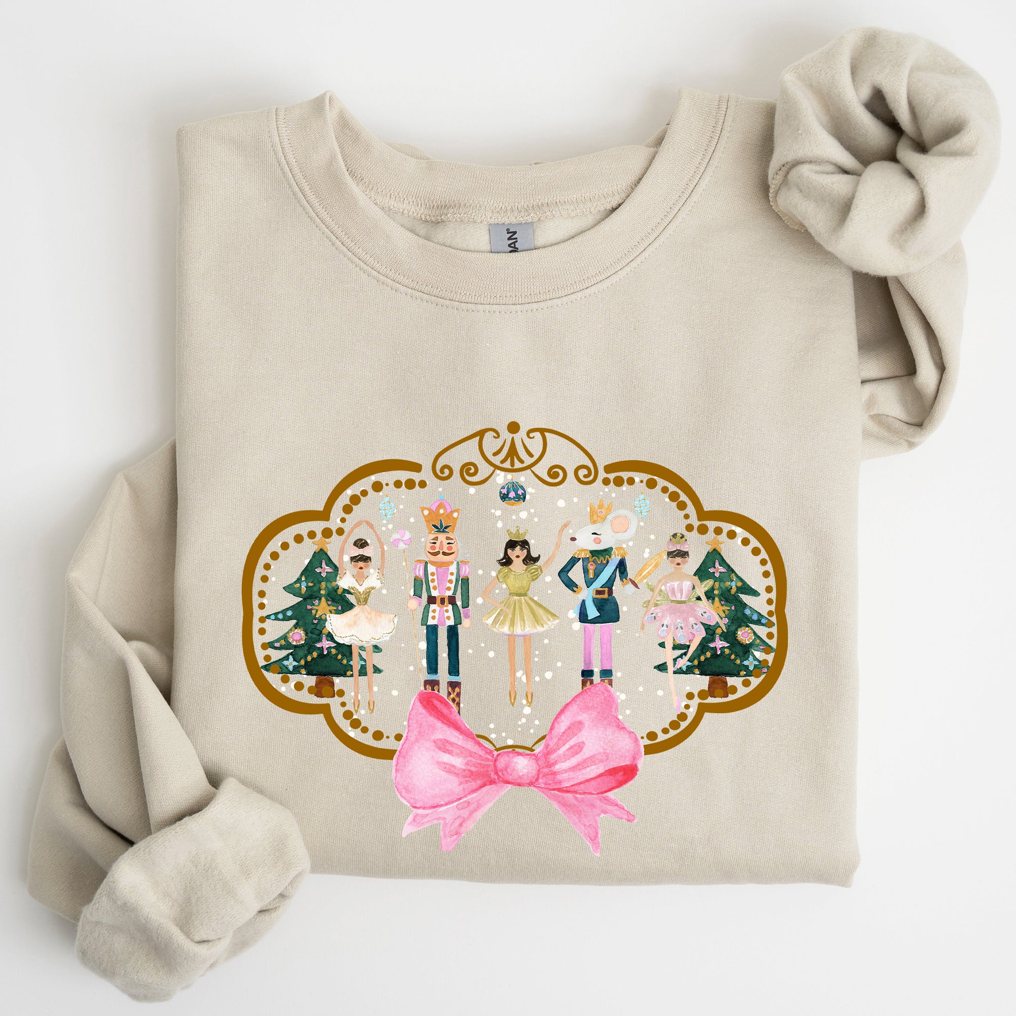 Nutcracker Christmas Bow Sugar Plum Fairy Noel Santa Winter Ballerina Xmas Ballet Sweatshirt