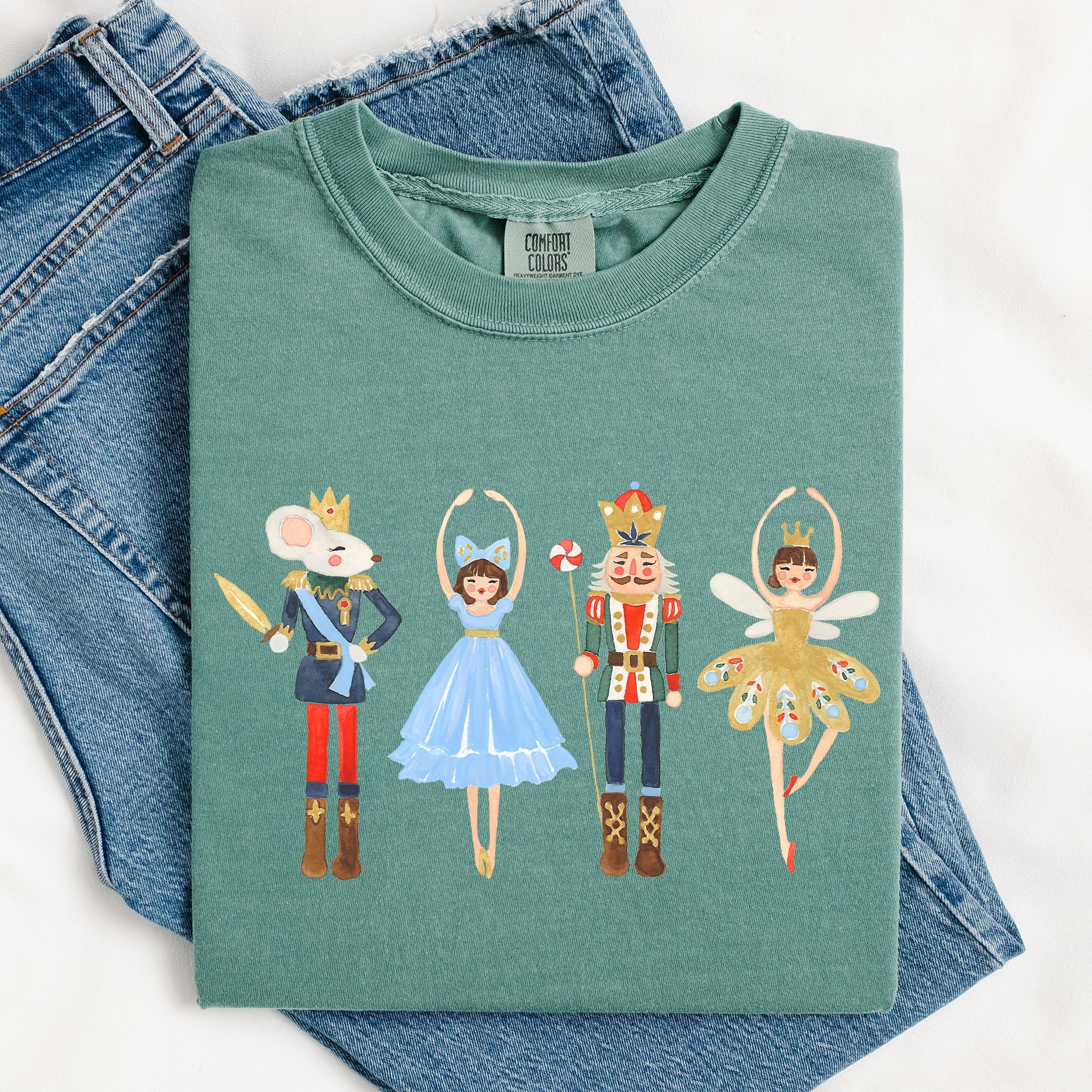 Nutcracker Christmas Sugar Plum Fairy Noel Santa Winter Ballerina Xmas Ballet Comfort Colors Tee