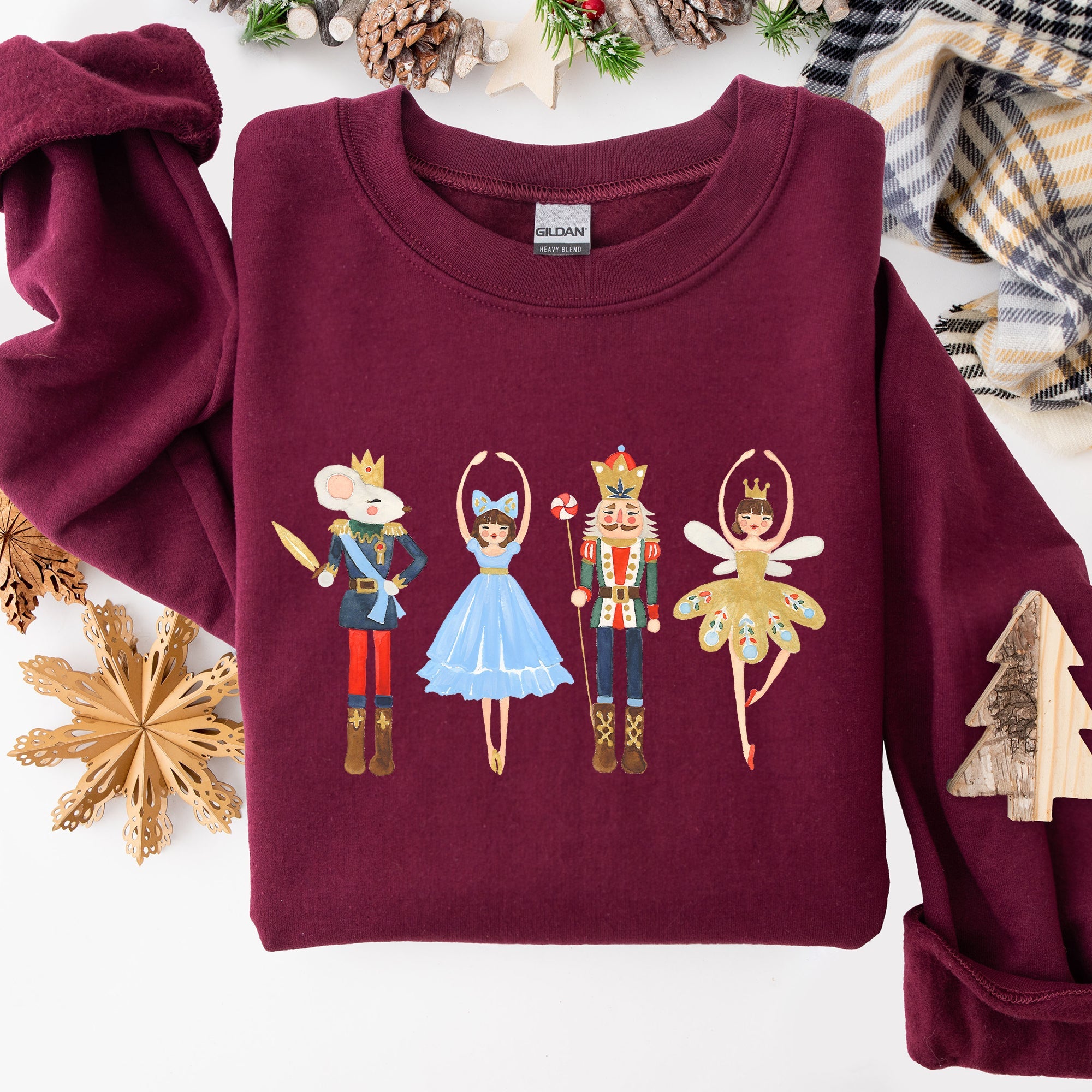 Nutcracker Christmas Sugar Plum Fairy Noel Santa Winter Ballerina Xmas Ballet Sweatshirt