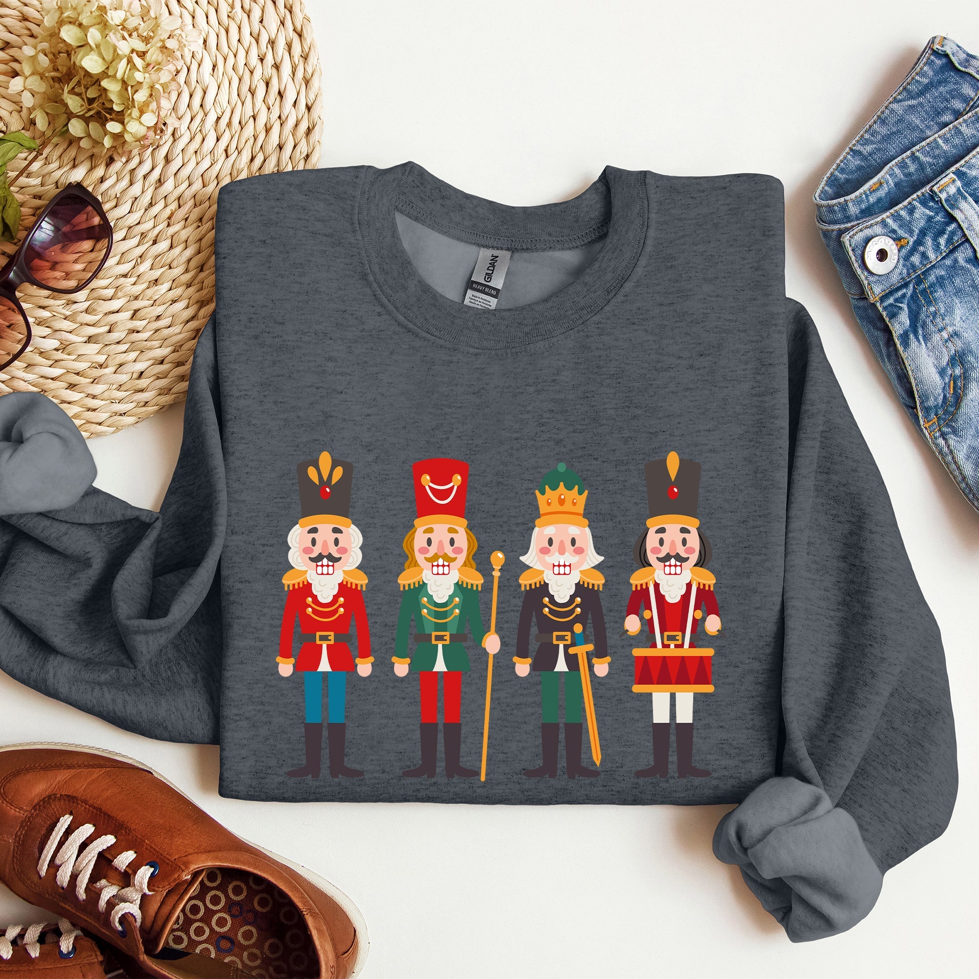Nutcrackers Christmas Classic Winter Decorations Holiday Ornament Scene Sweatshirt