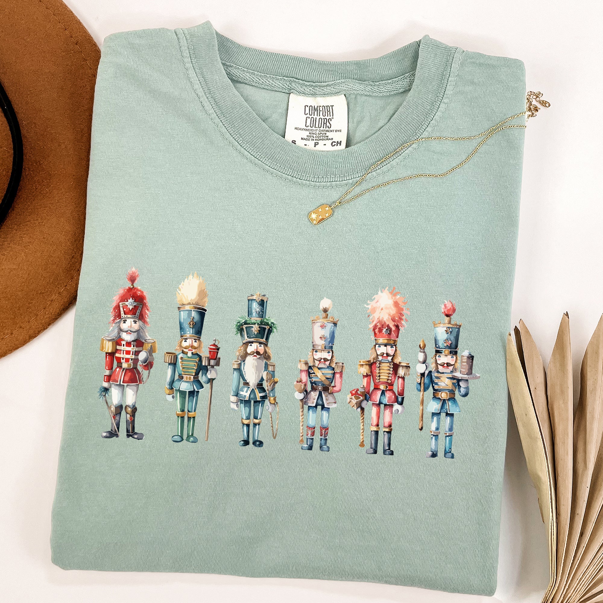 Nutcrackers Christmas Santa Xmas Snow Ballet Vintage Illustration Print Comfort Colors Tee