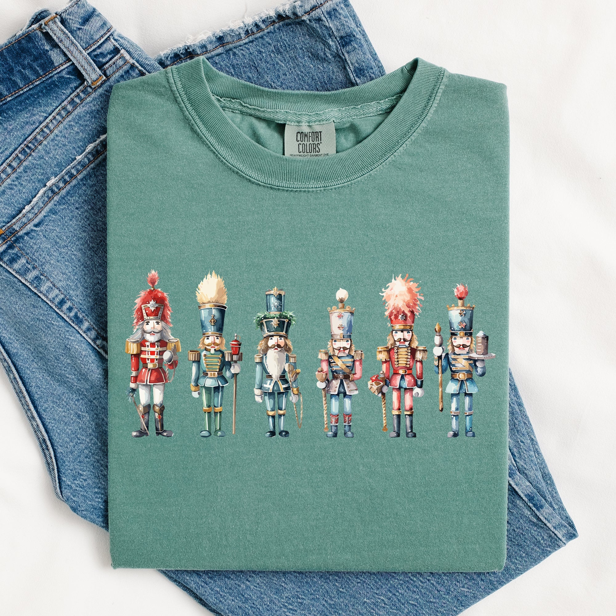 Nutcrackers Christmas Santa Xmas Snow Ballet Vintage Illustration Print Comfort Colors Tee